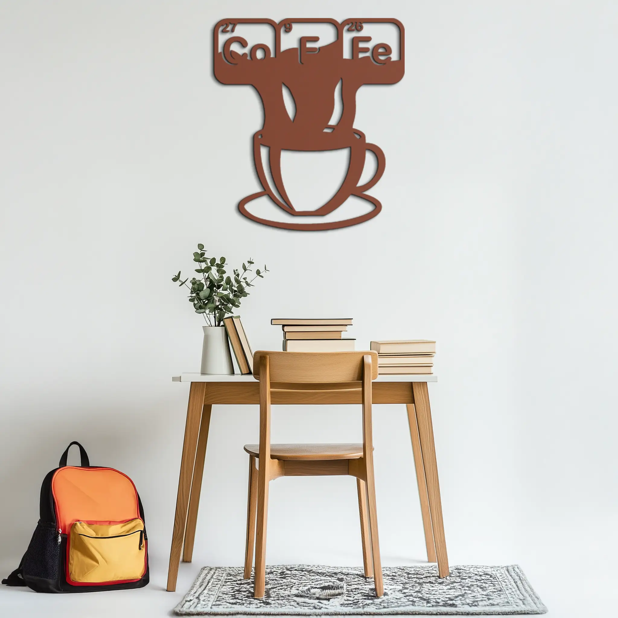 Coffee Elements Chemistry Metal Wall Art – Scientific Coffee Cup Black Steel Decor for Kitchens, Cafés, and Offices- KAF462