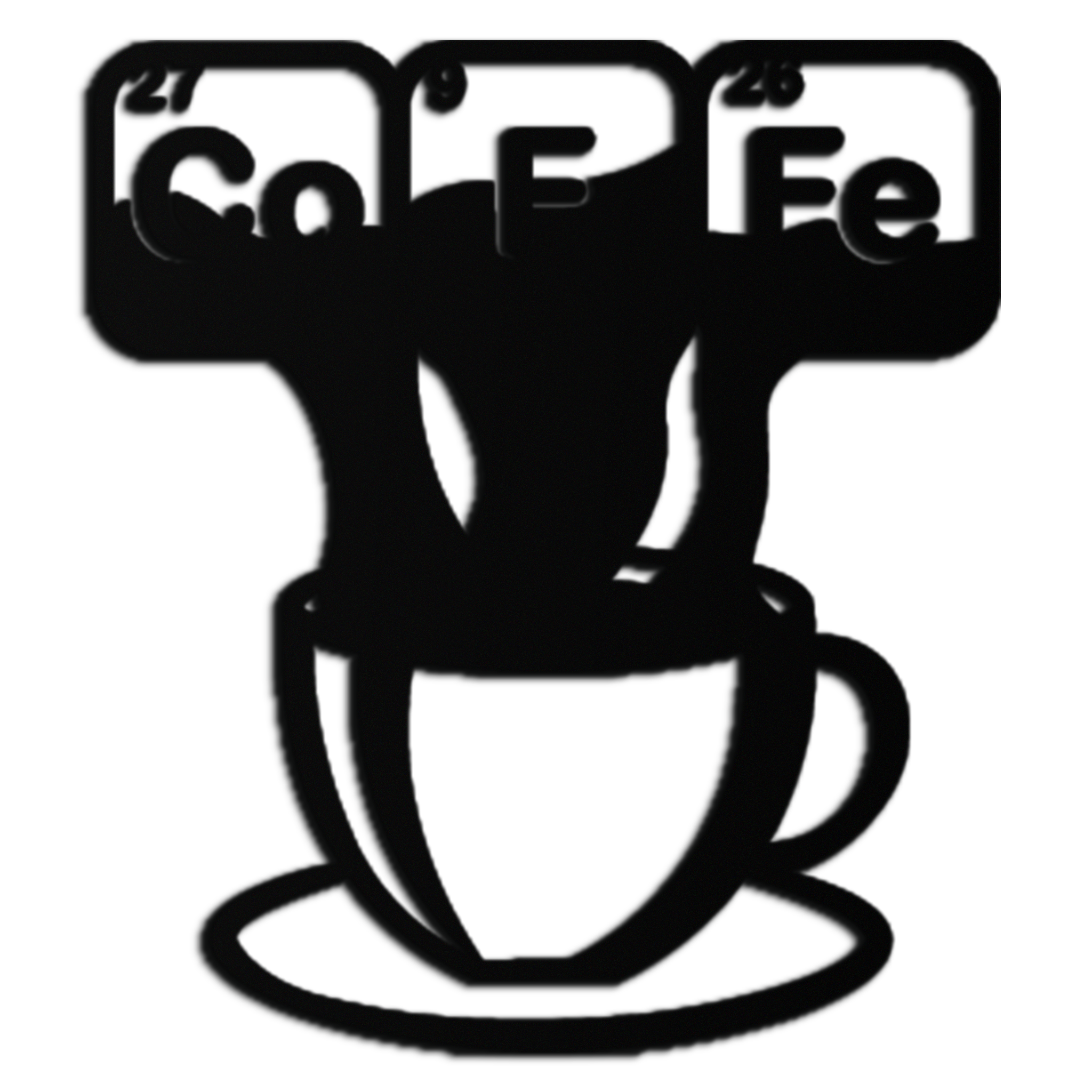 Coffee Elements Chemistry Metal Wall Art – Scientific Coffee Cup Black Steel Decor for Kitchens, Cafés, and Offices- KAF462