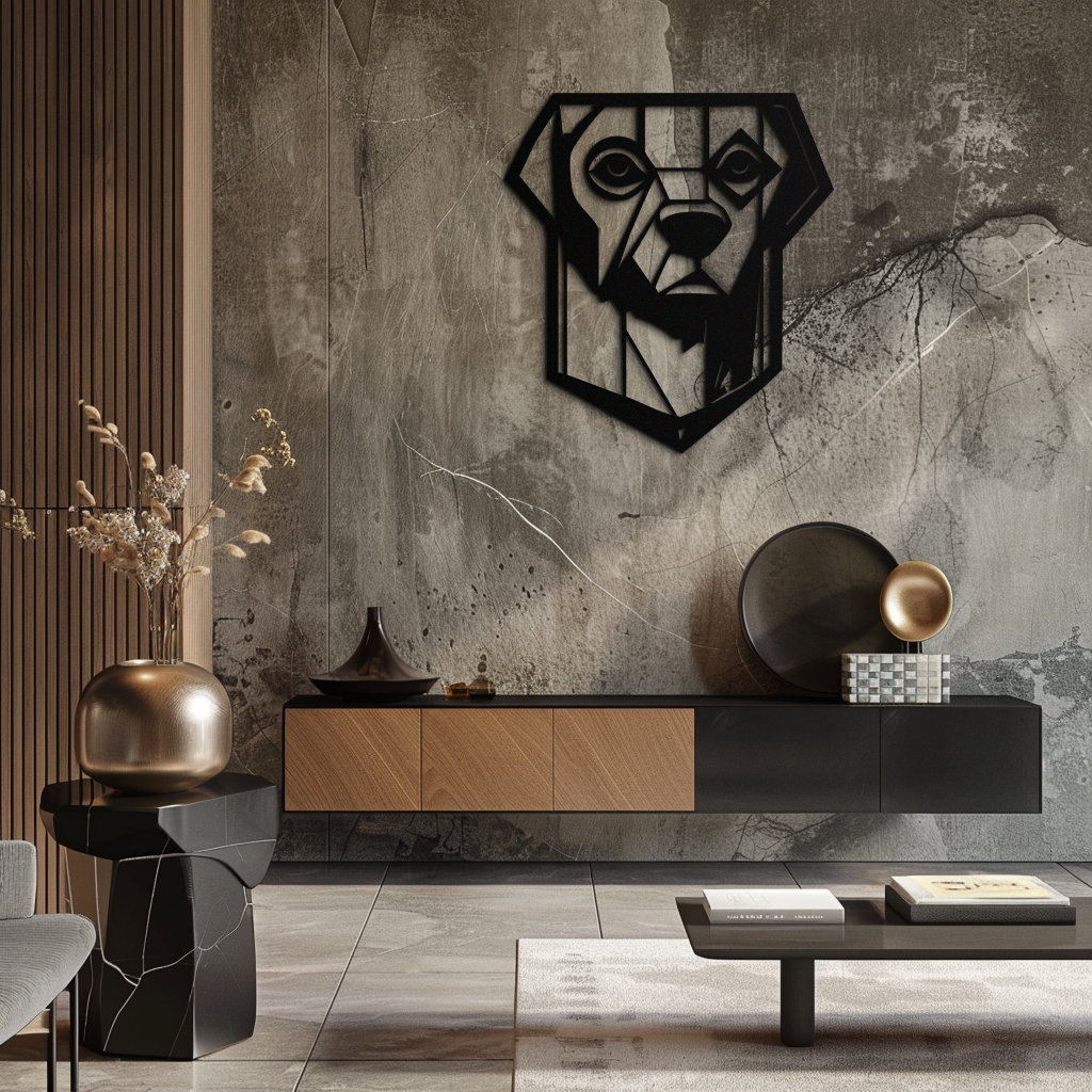 Geometric Dog Metal Wall Art - Modern Steel Animal Silhouette Decor - KAF468