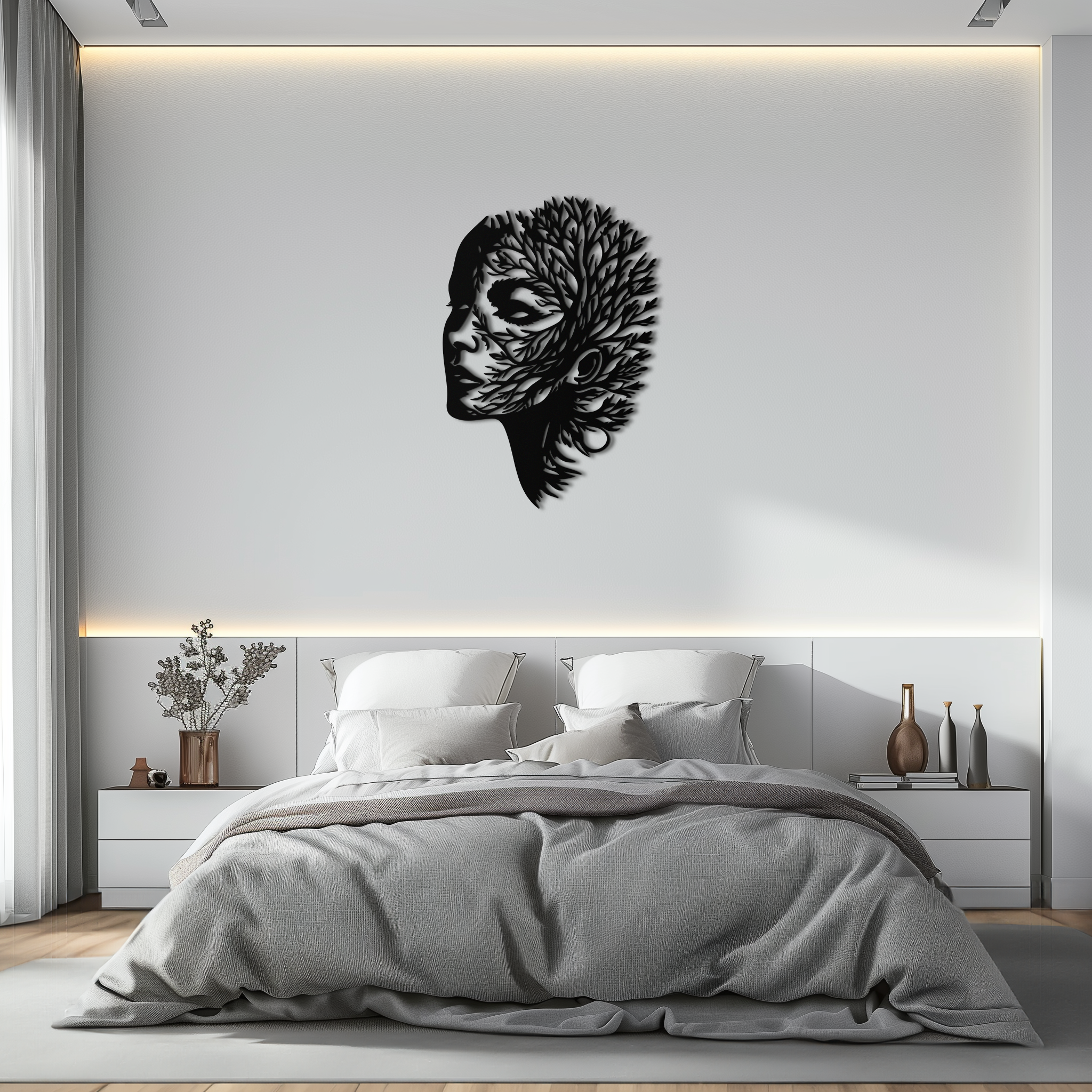 Tree Woman Metal Wall Art - Nature-Inspired Female Silhouette Decor- KAF472