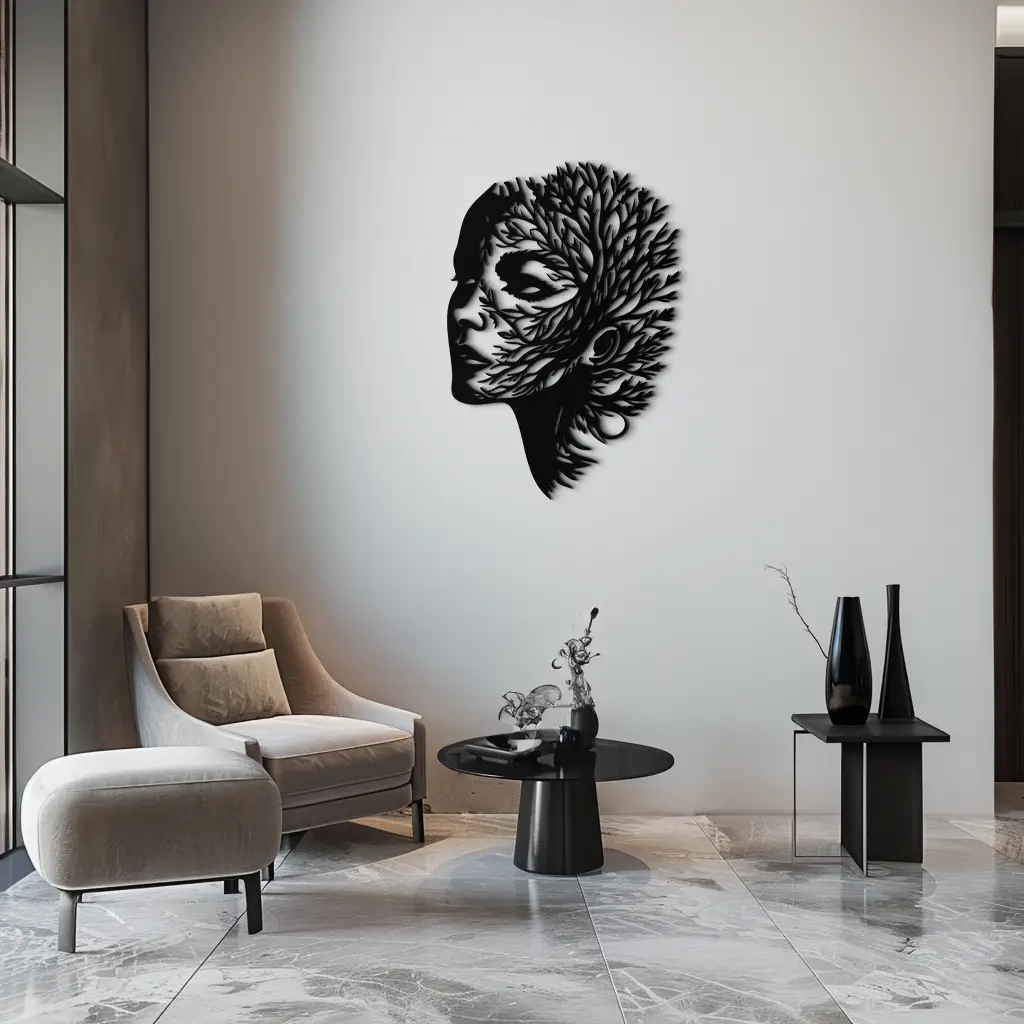 Tree Woman Metal Wall Art - Nature-Inspired Female Silhouette Decor- KAF472