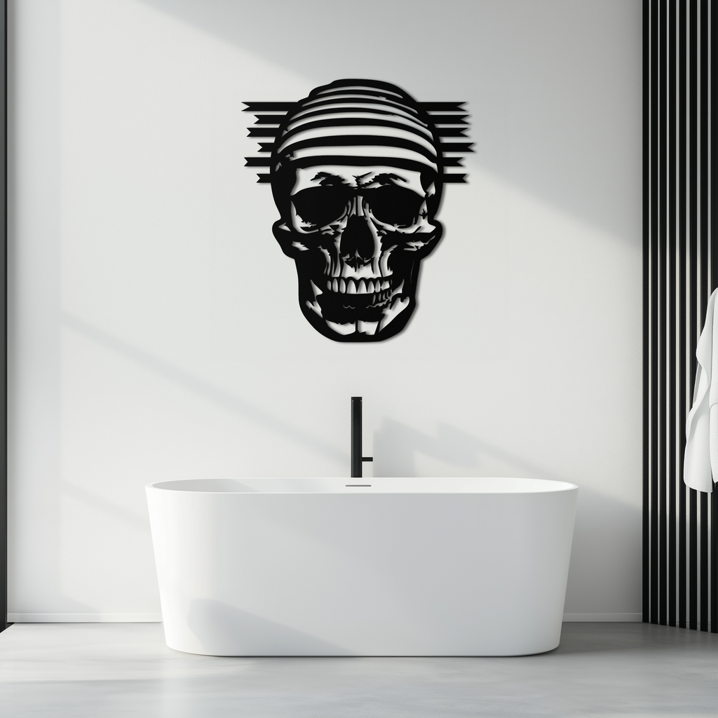 Skull Metal Wall Art - Bold and Edgy Steel Silhouette Decor- KAF477