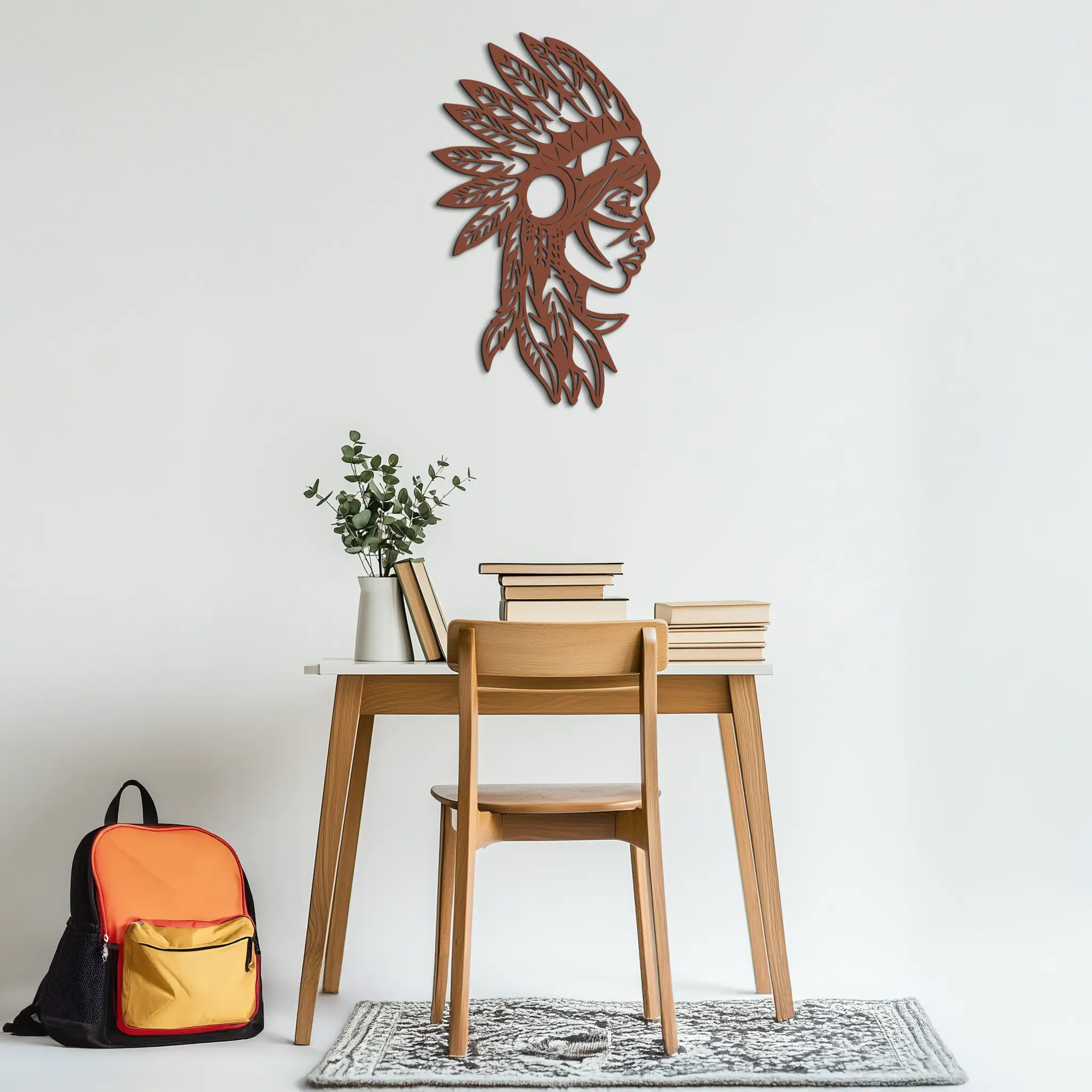 Native American Woman Metal Wall Art - Tribal Female Silhouette Steel Decor- KAF479