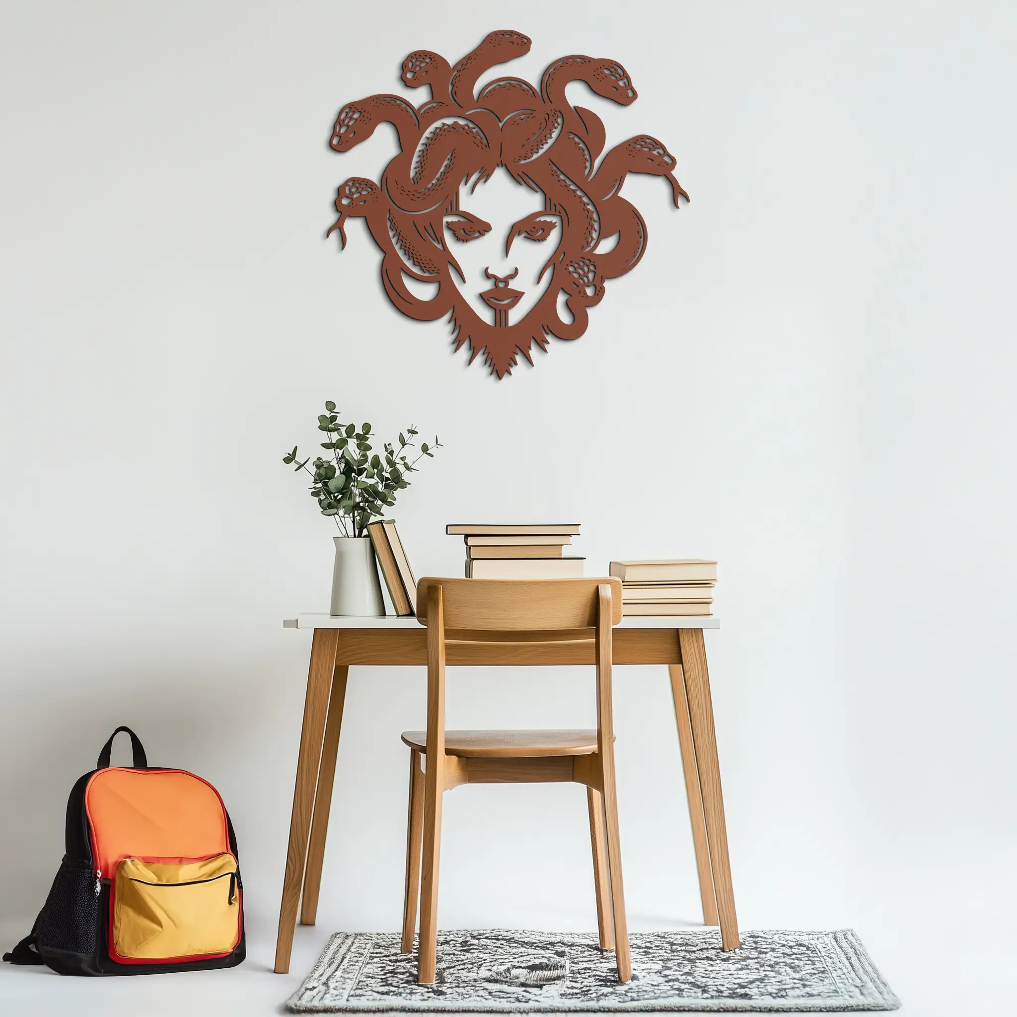 Medusa Metal Wall Art - Mythological Snake Hair Woman Steel Wall Decor- KAF481