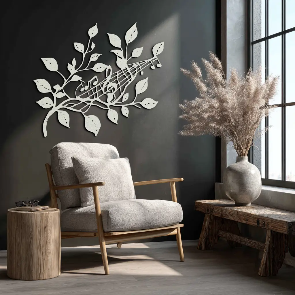 Musical Tree Branch Metal Wall Art - Note Inspired Steel Decor- KAF484