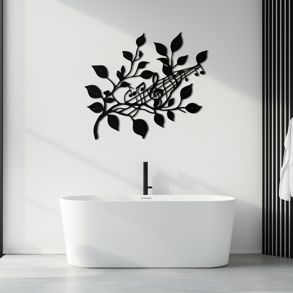 Musical Tree Branch Metal Wall Art - Note Inspired Steel Decor- KAF484