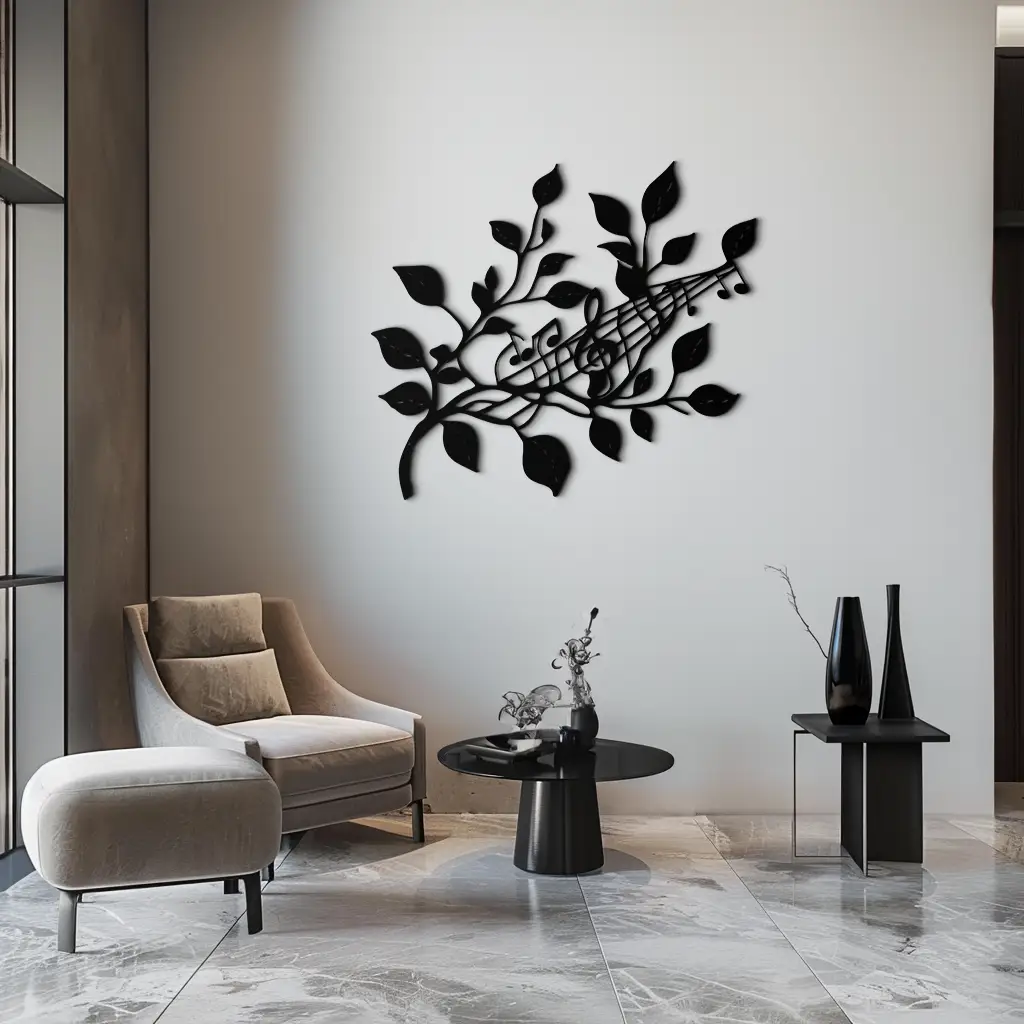Musical Tree Branch Metal Wall Art - Note Inspired Steel Decor- KAF484