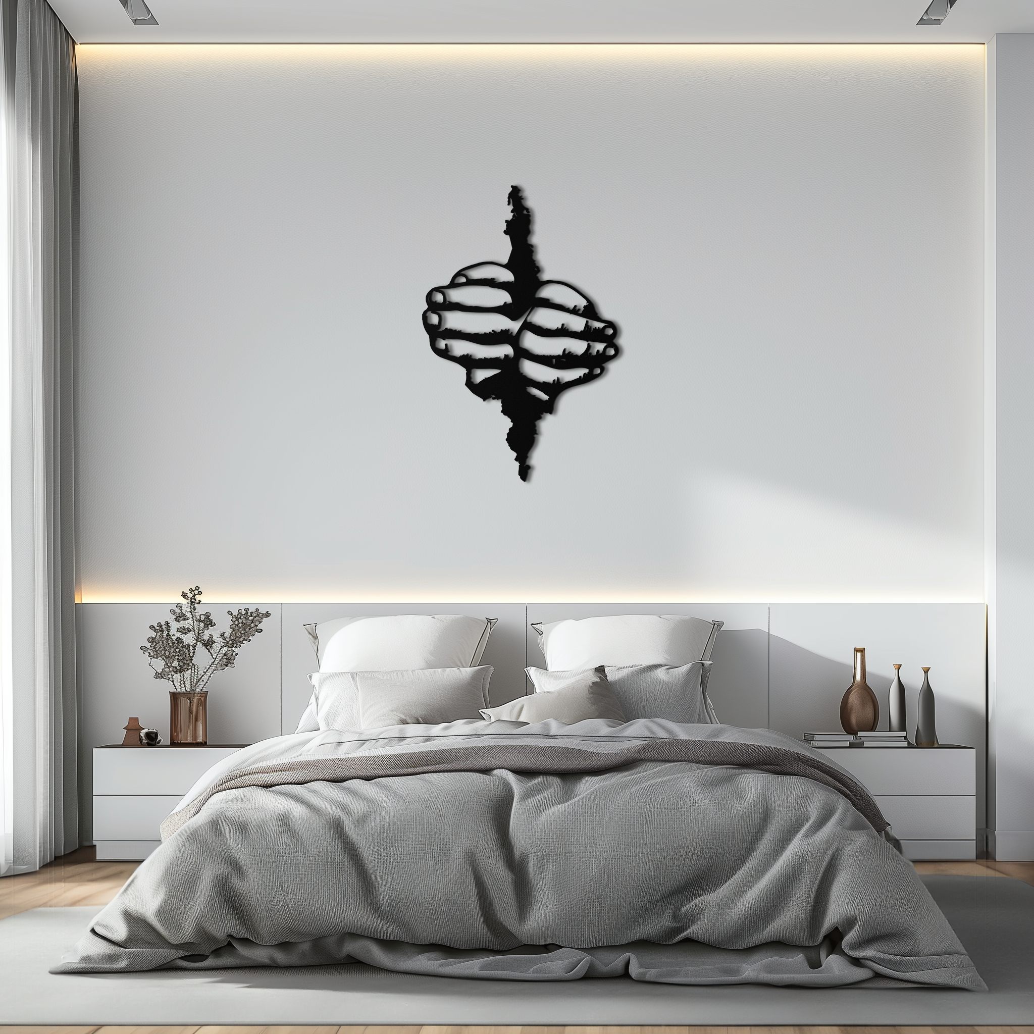Freedom Hands Silhouette Metal Wall Art – Black Steel Inspirational Home Decor- KAF488
