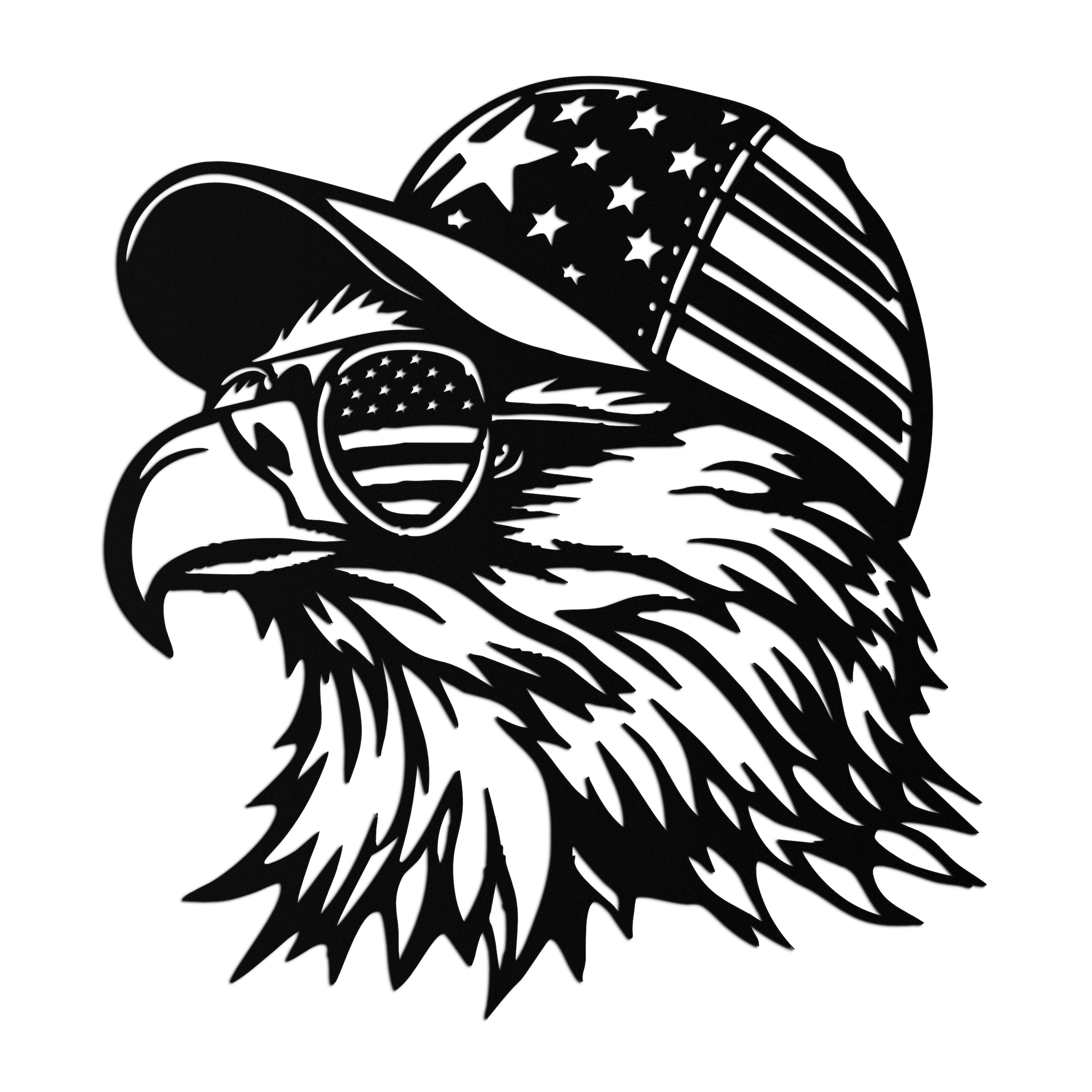 Patriotic Eagle Silhouette Metal Wall Art – Black Steel American Pride Decor- KAF493