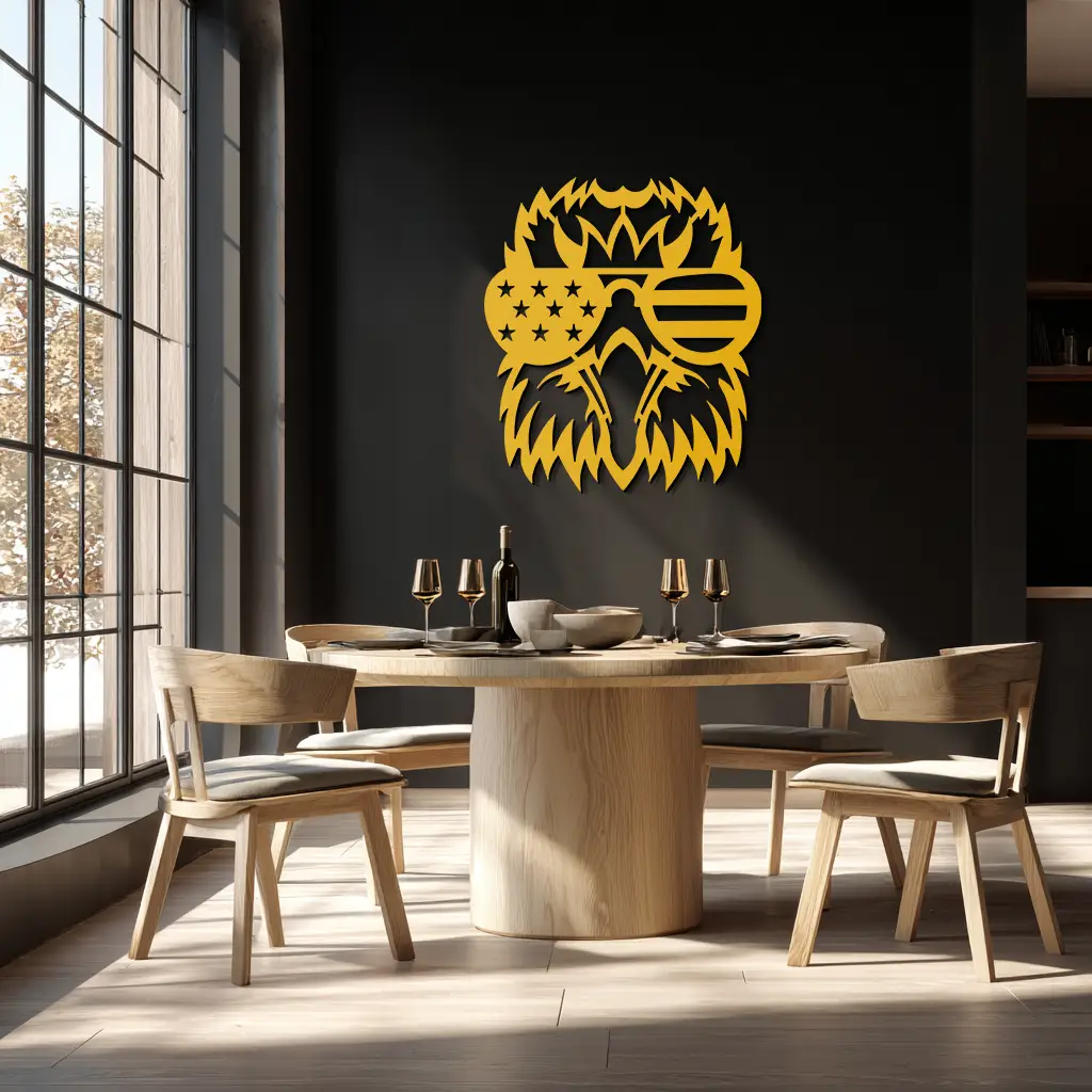 American Flag Eagle Silhouette Metal Wall Art – Patriotic Black Steel Home Decor- KAF496