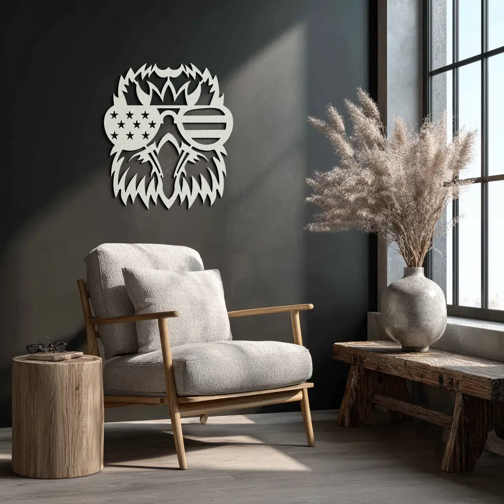 American Flag Eagle Silhouette Metal Wall Art – Patriotic Black Steel Home Decor- KAF496