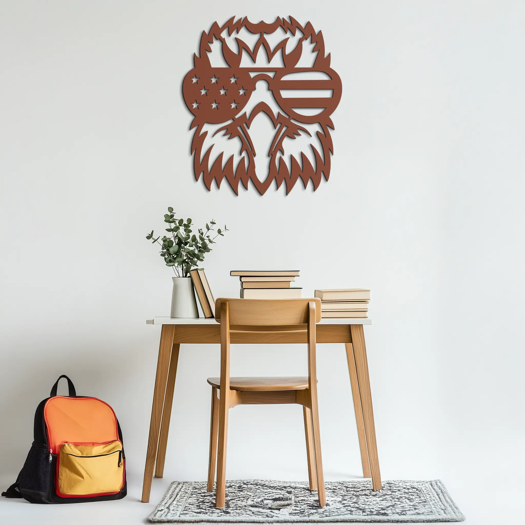 American Flag Eagle Silhouette Metal Wall Art – Patriotic Black Steel Home Decor- KAF496