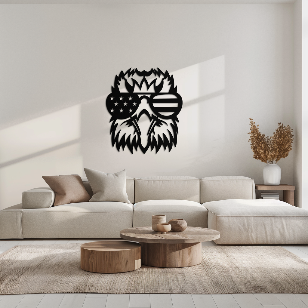 American Flag Eagle Silhouette Metal Wall Art – Patriotic Black Steel Home Decor- KAF496