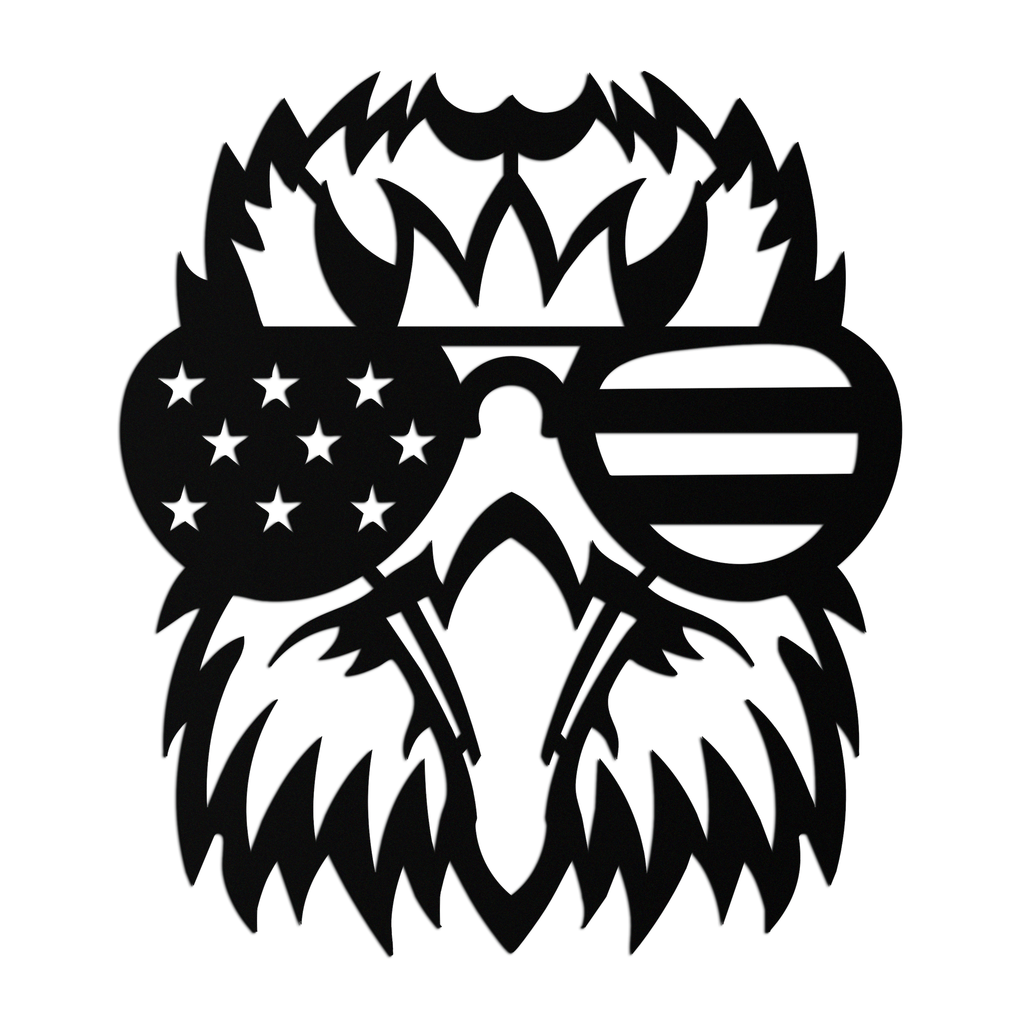 American Flag Eagle Silhouette Metal Wall Art – Patriotic Black Steel Home Decor- KAF496