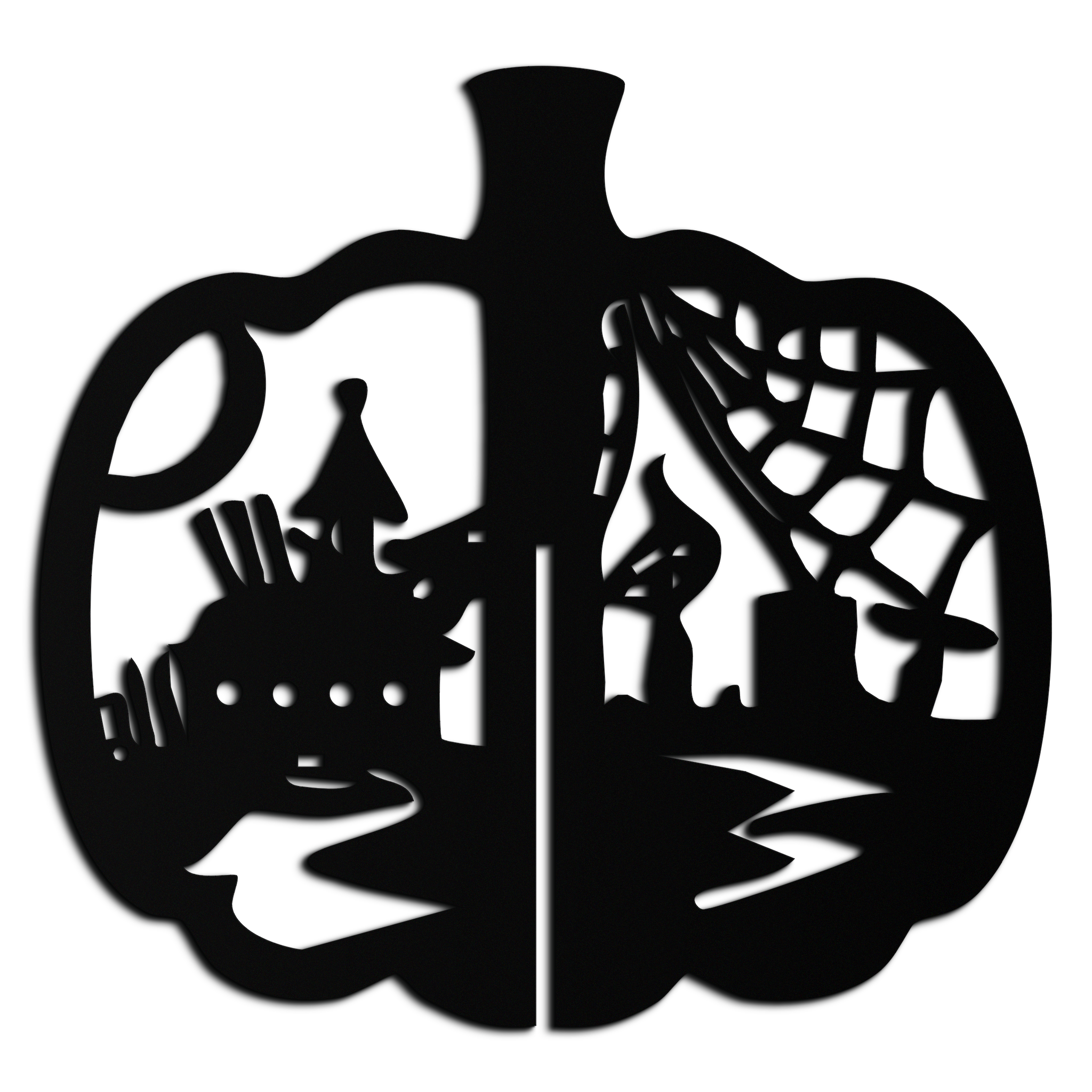 Halloween Pumpkin Metal Wall Art – Spooky Black Steel Halloween Decor- KAF498