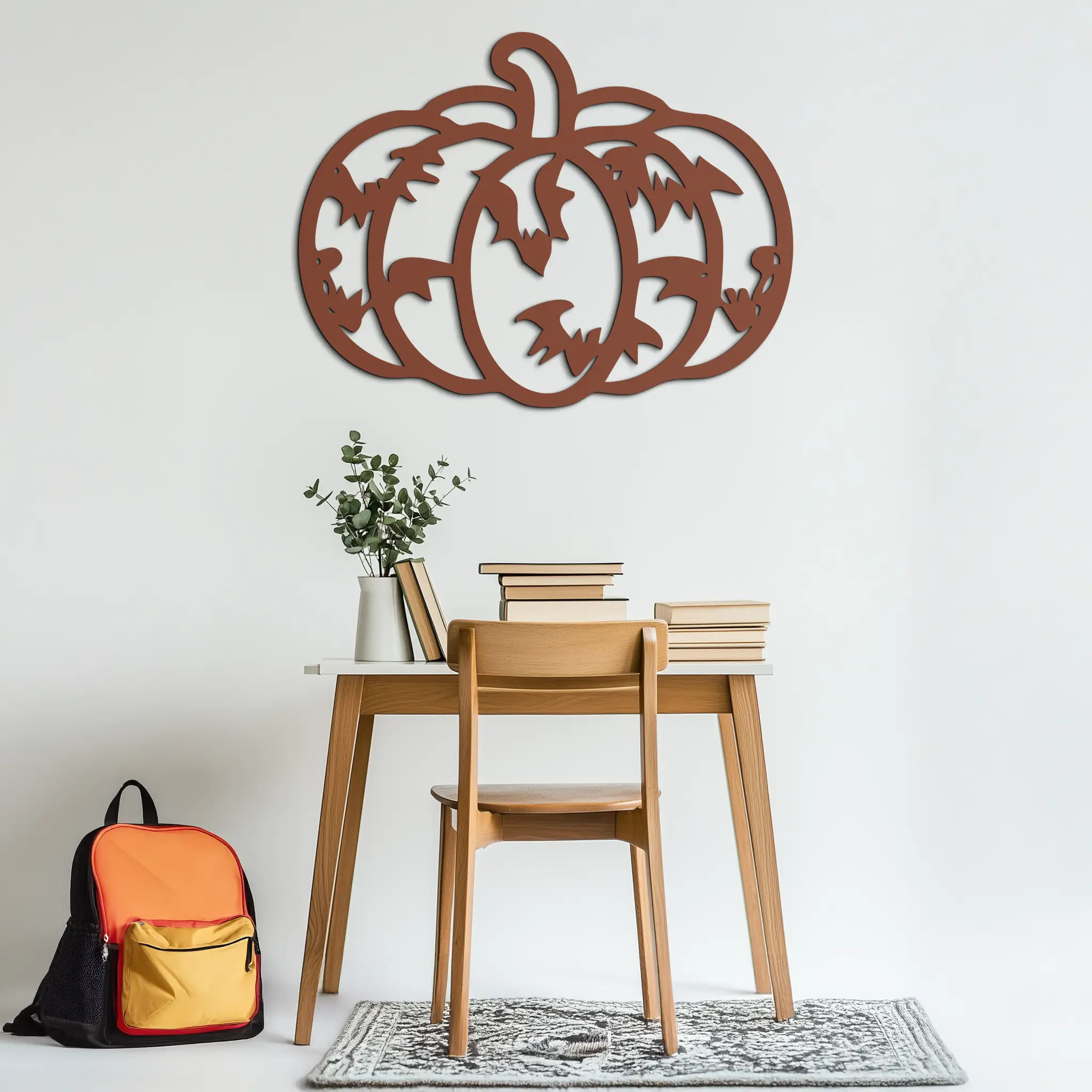Halloween Pumpkin Faces Metal Wall Art – Spooky Black Steel Decoration- KAF502