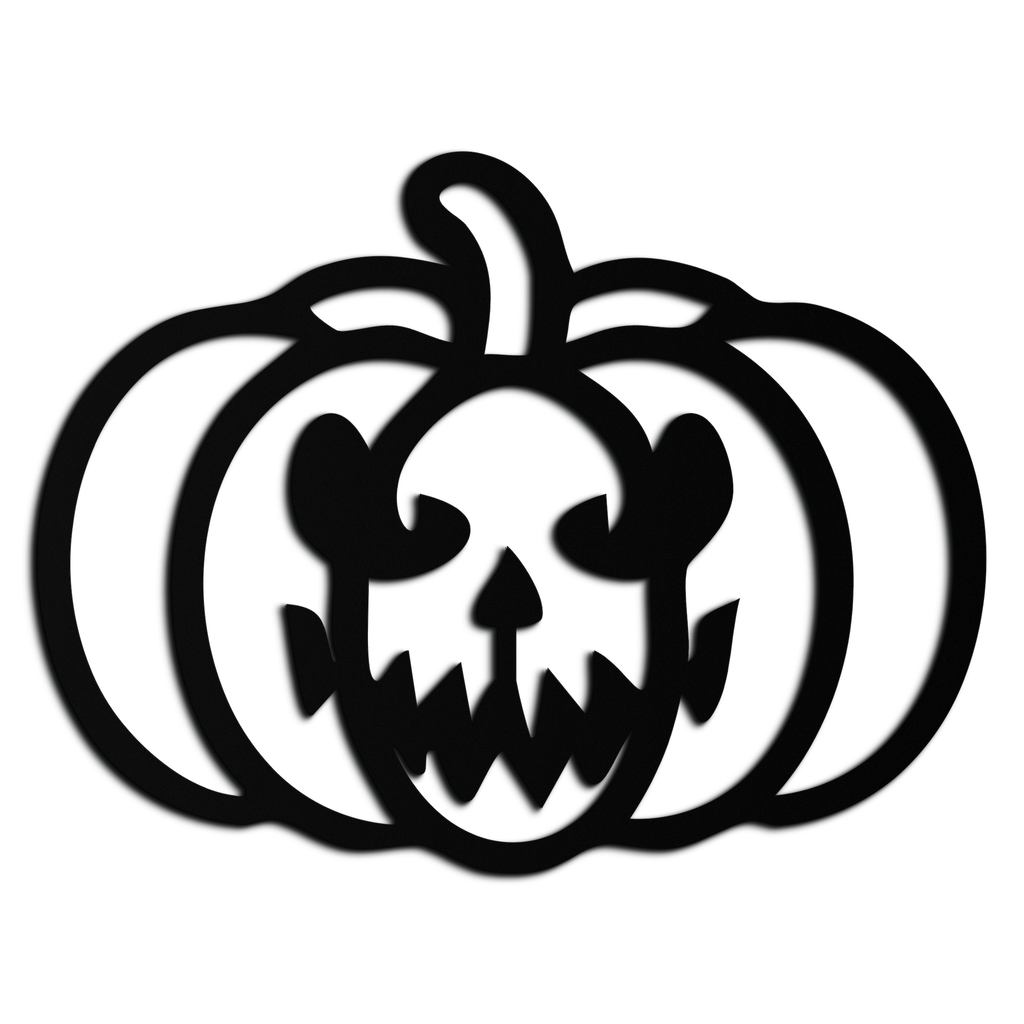 Scary Pumpkin Face Metal Wall Art – Black Steel Halloween Decor- KAF507