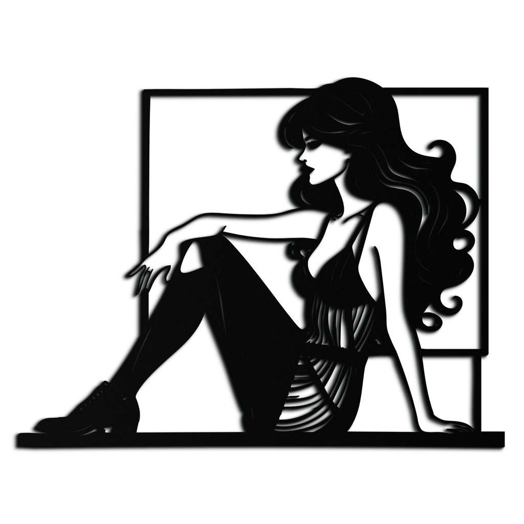 Elegant Woman Silhouette Metal Wall Art – Modern Black Feminine Home Decor- KAF511