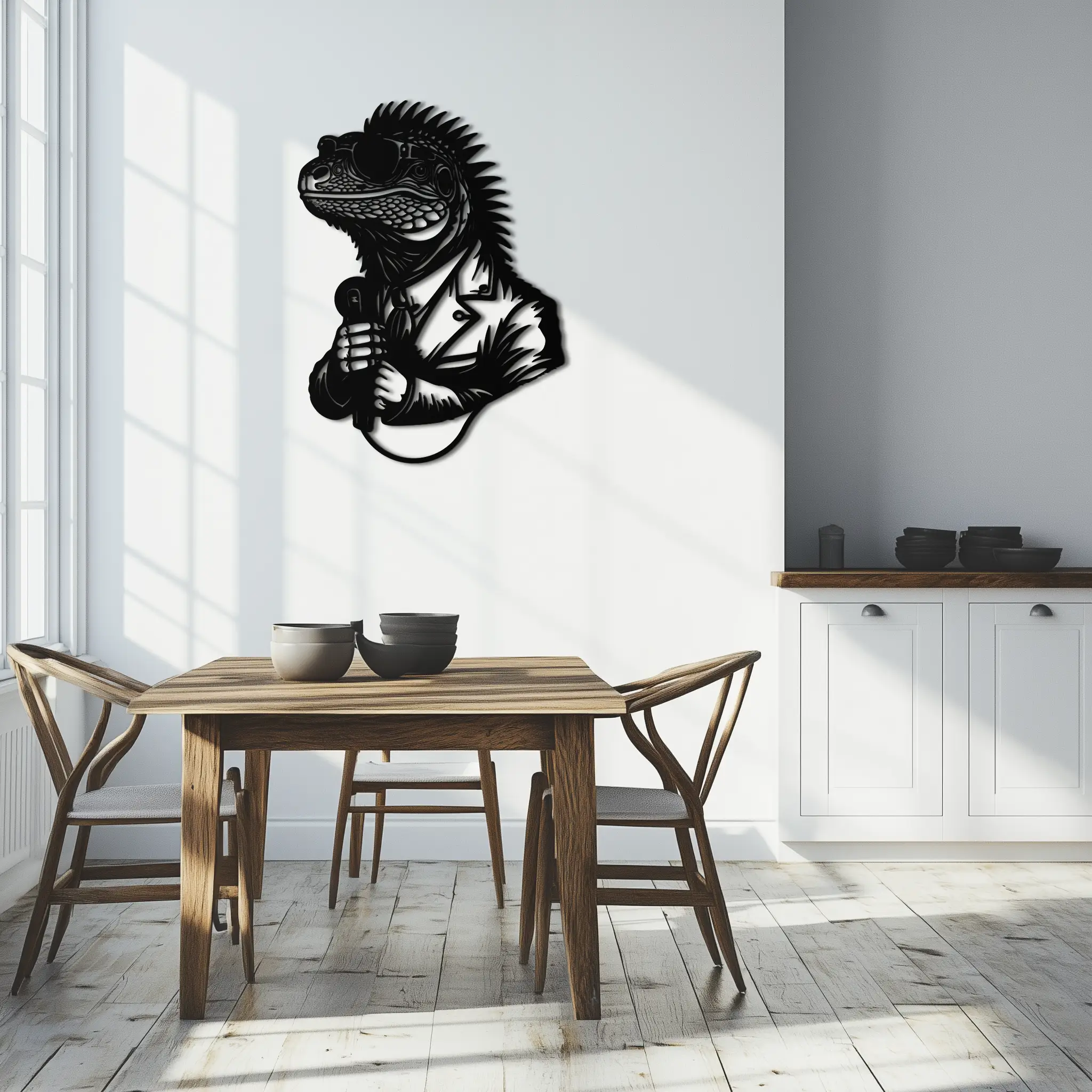 Cool Lizard Metal Wall Art – Unique Reptile Selfie Decor for Home and Office- KAF512