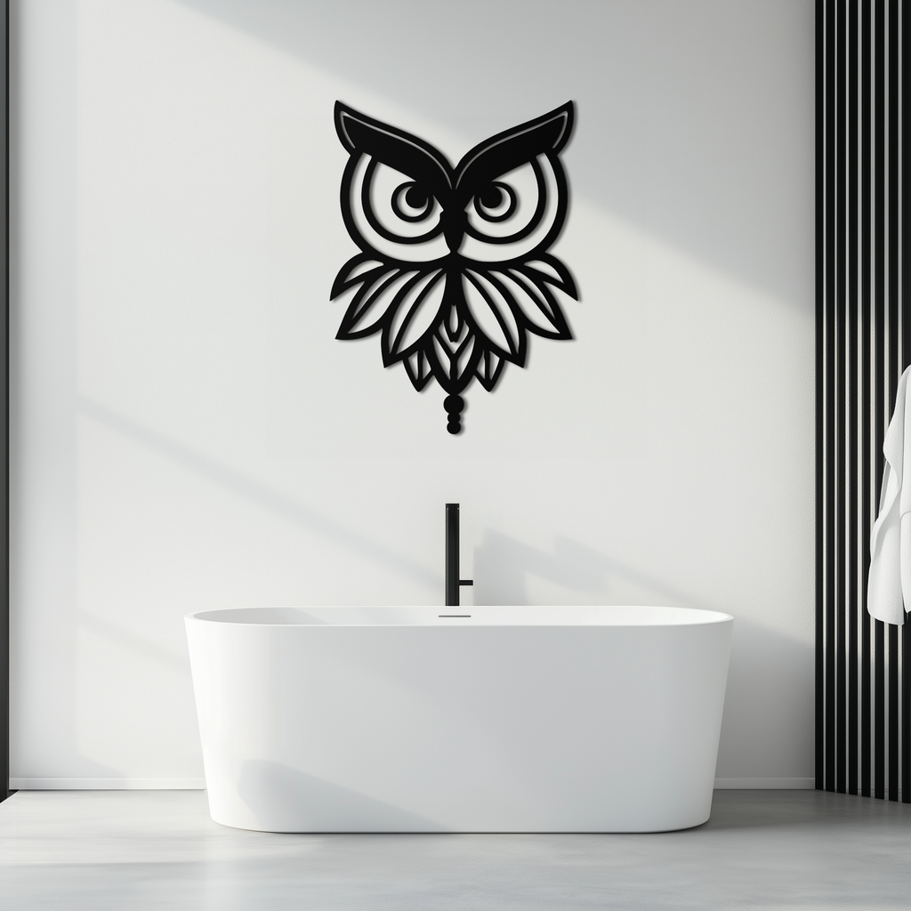 Owl Silhouette Metal Wall Art – Black Steel Bird Wall Decor for Modern Homes- KAF517