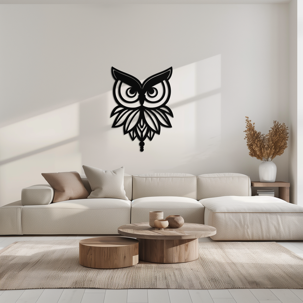 Owl Silhouette Metal Wall Art – Black Steel Bird Wall Decor for Modern Homes- KAF517