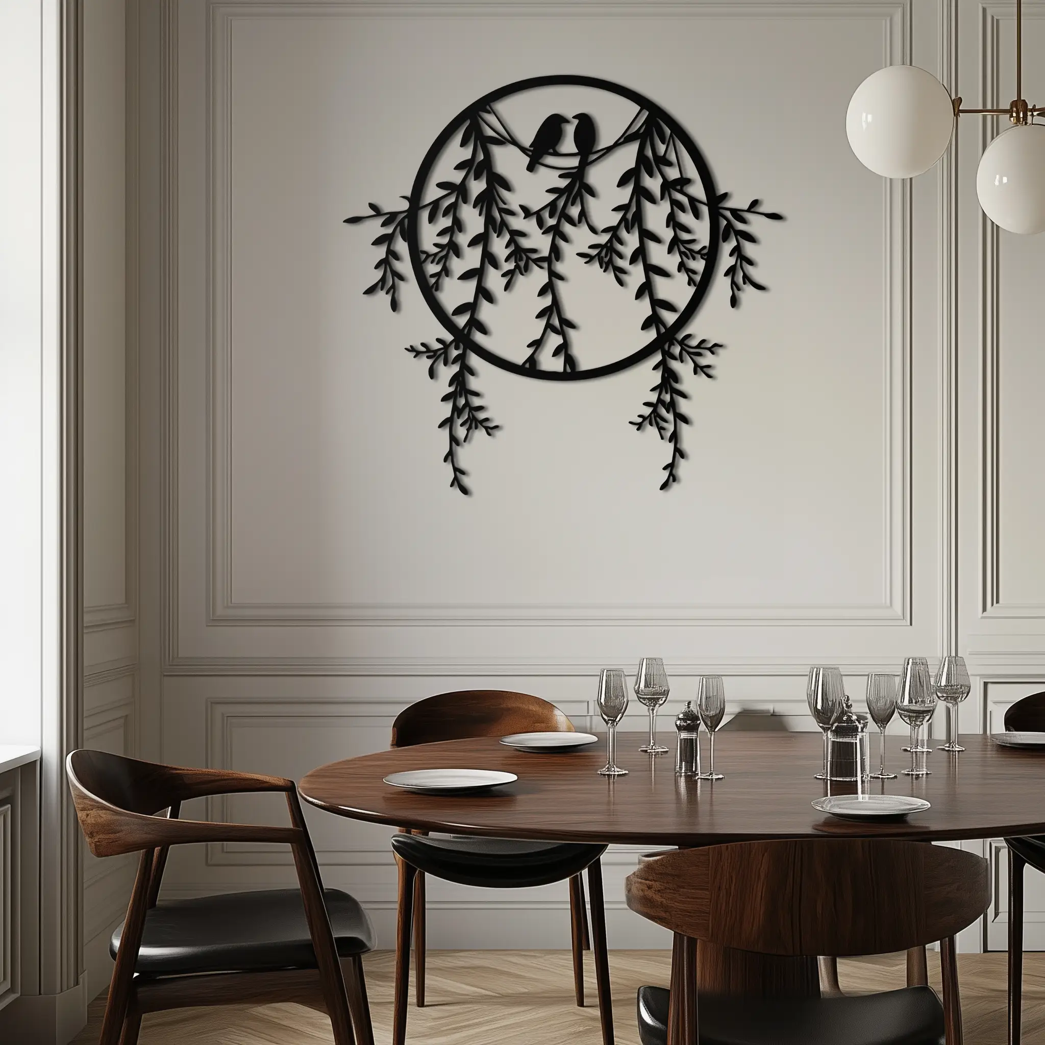 Love Birds Metal Wall Art – Romantic Nature Inspired Black Metal Decor- KAF523