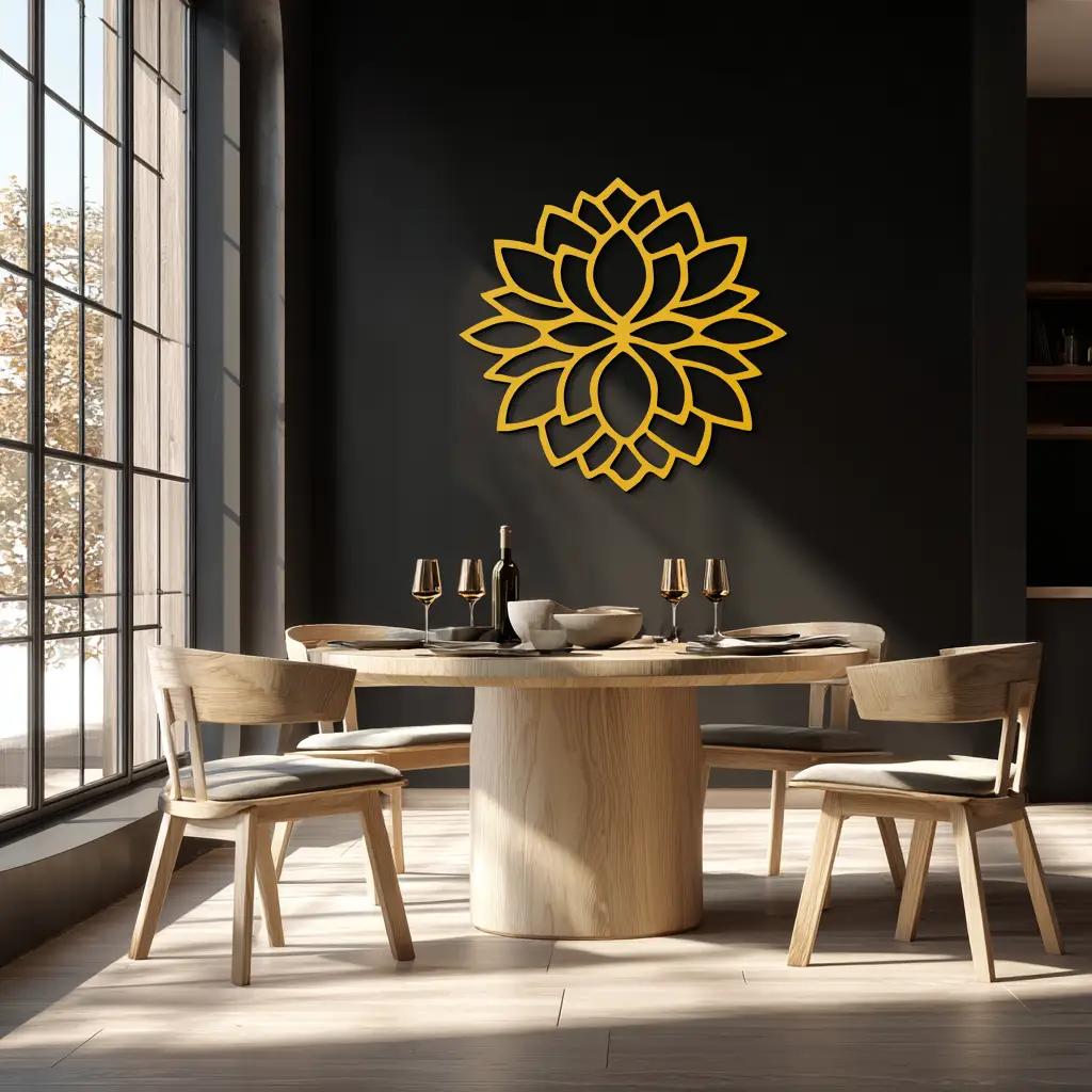 Lotus Flower Silhouette Metal Wall Art – Elegant Black Zen Decor for Home or Office- KAF525