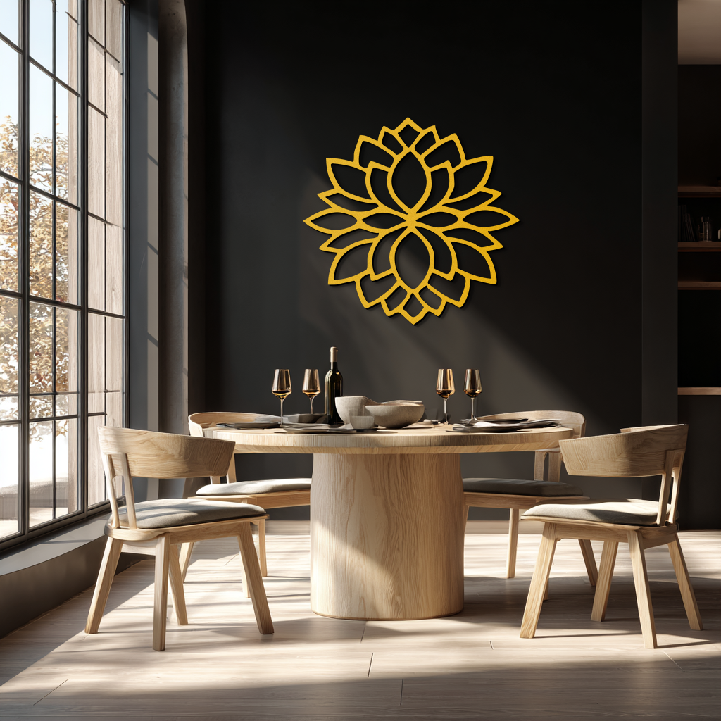 Lotus Flower Silhouette Metal Wall Art – Elegant Black Zen Decor for Home or Office- KAF525