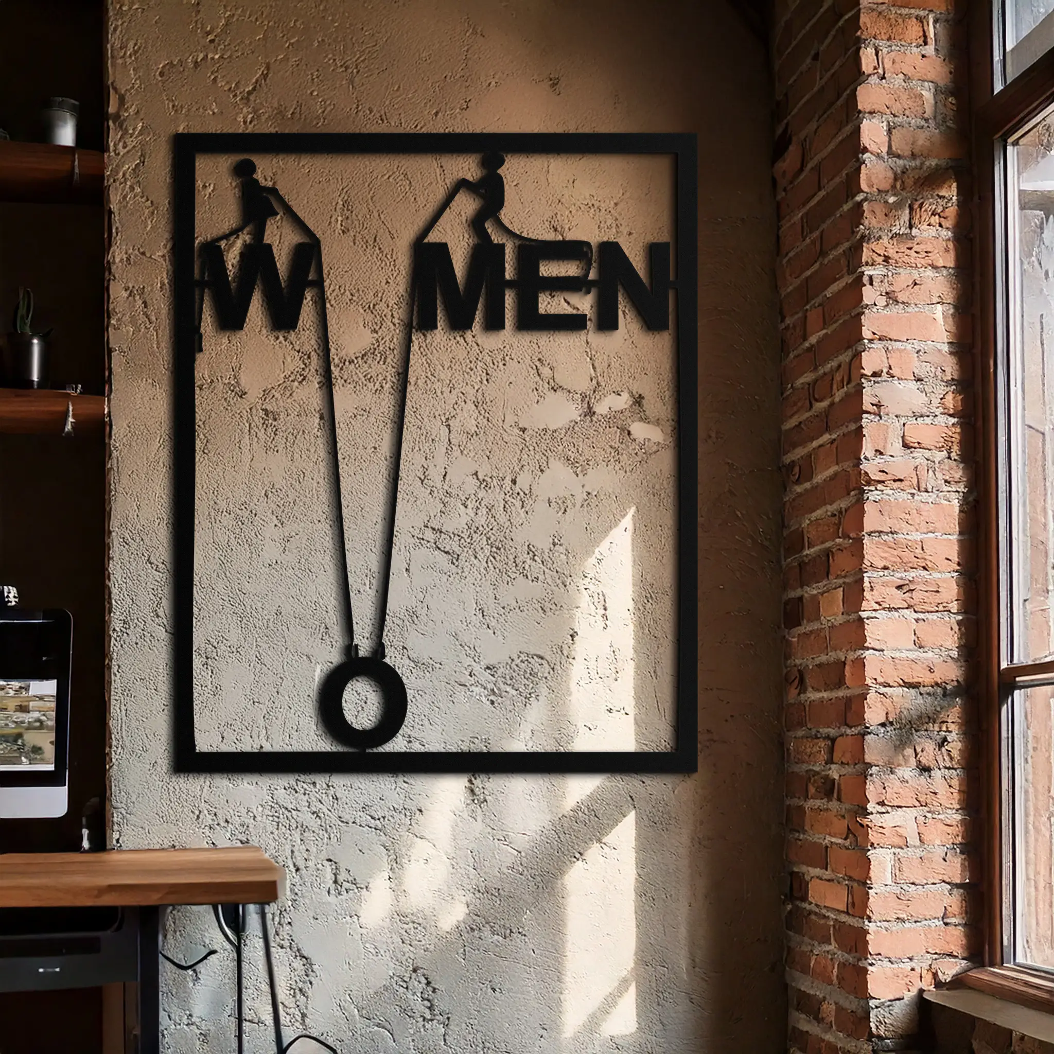 Minimalist "Women" Typography Metal Wall Art – Modern Black Statement Piece- KAF529