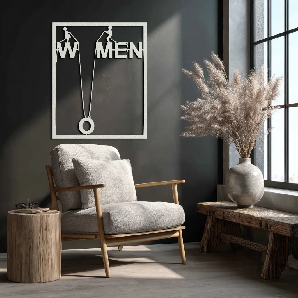 Minimalist "Women" Typography Metal Wall Art – Modern Black Statement Piece- KAF529