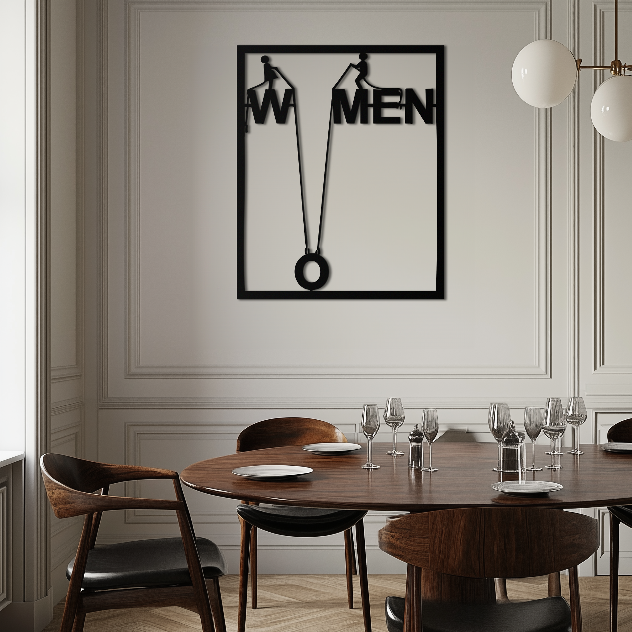 Minimalist "Women" Typography Metal Wall Art – Modern Black Statement Piece- KAF529