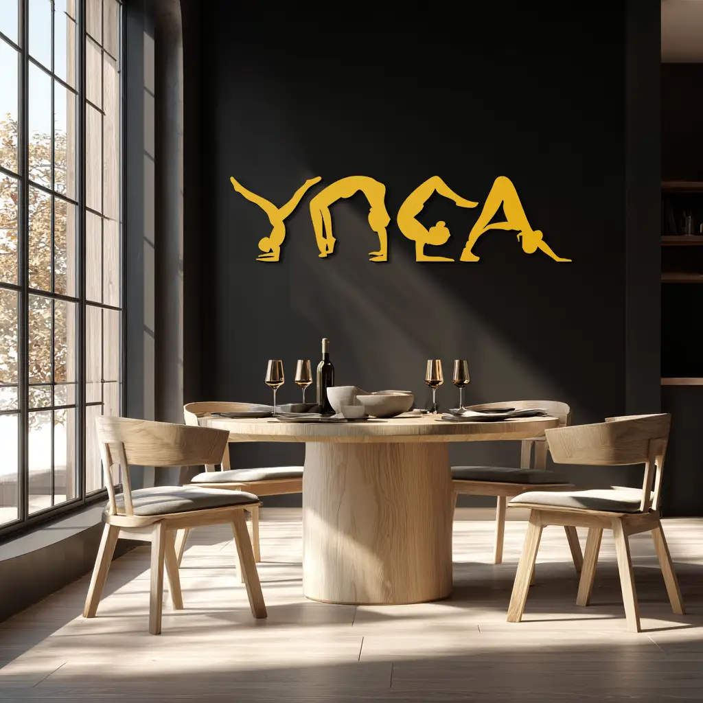 Yoga Pose Silhouette Metal Wall Art – Modern Fitness Home Decor- KAF530
