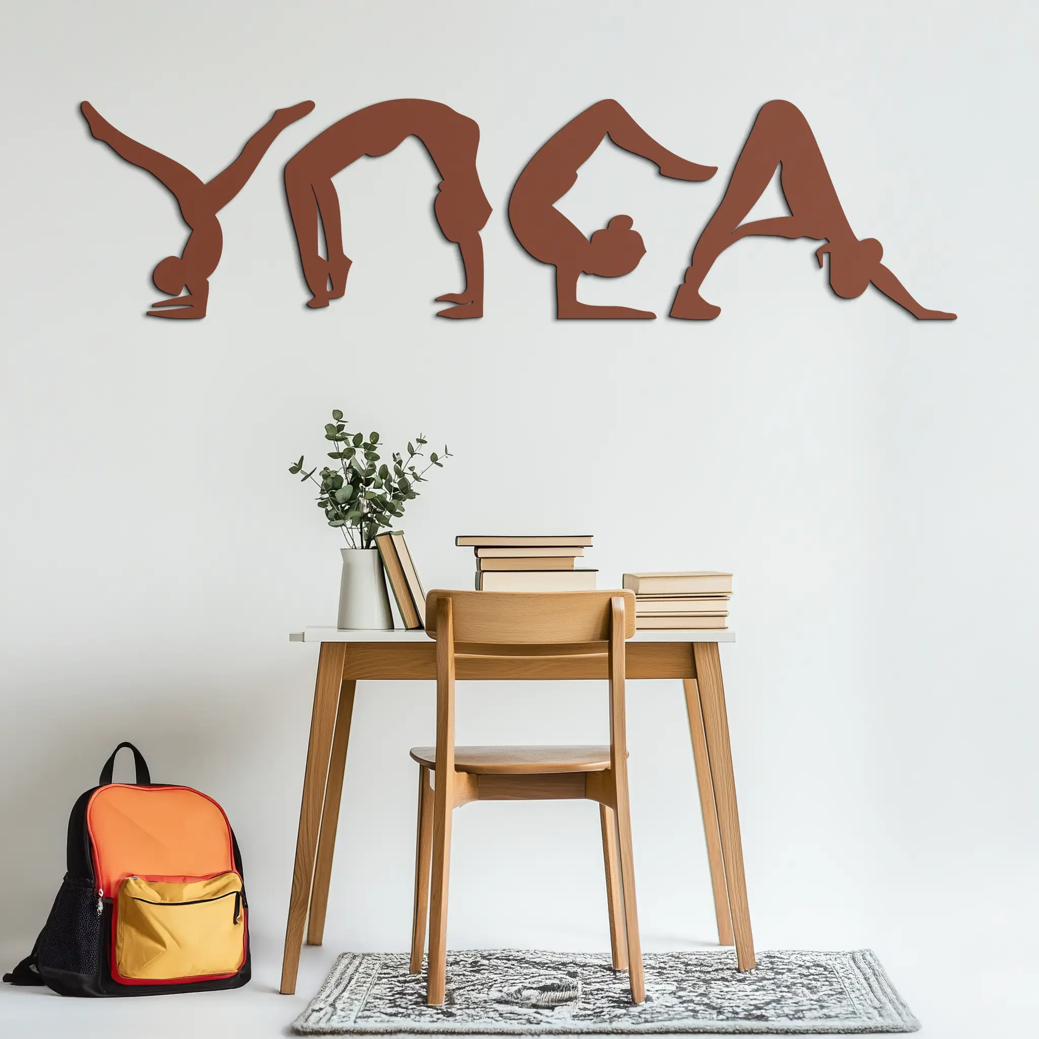 Yoga Pose Silhouette Metal Wall Art – Modern Fitness Home Decor- KAF530