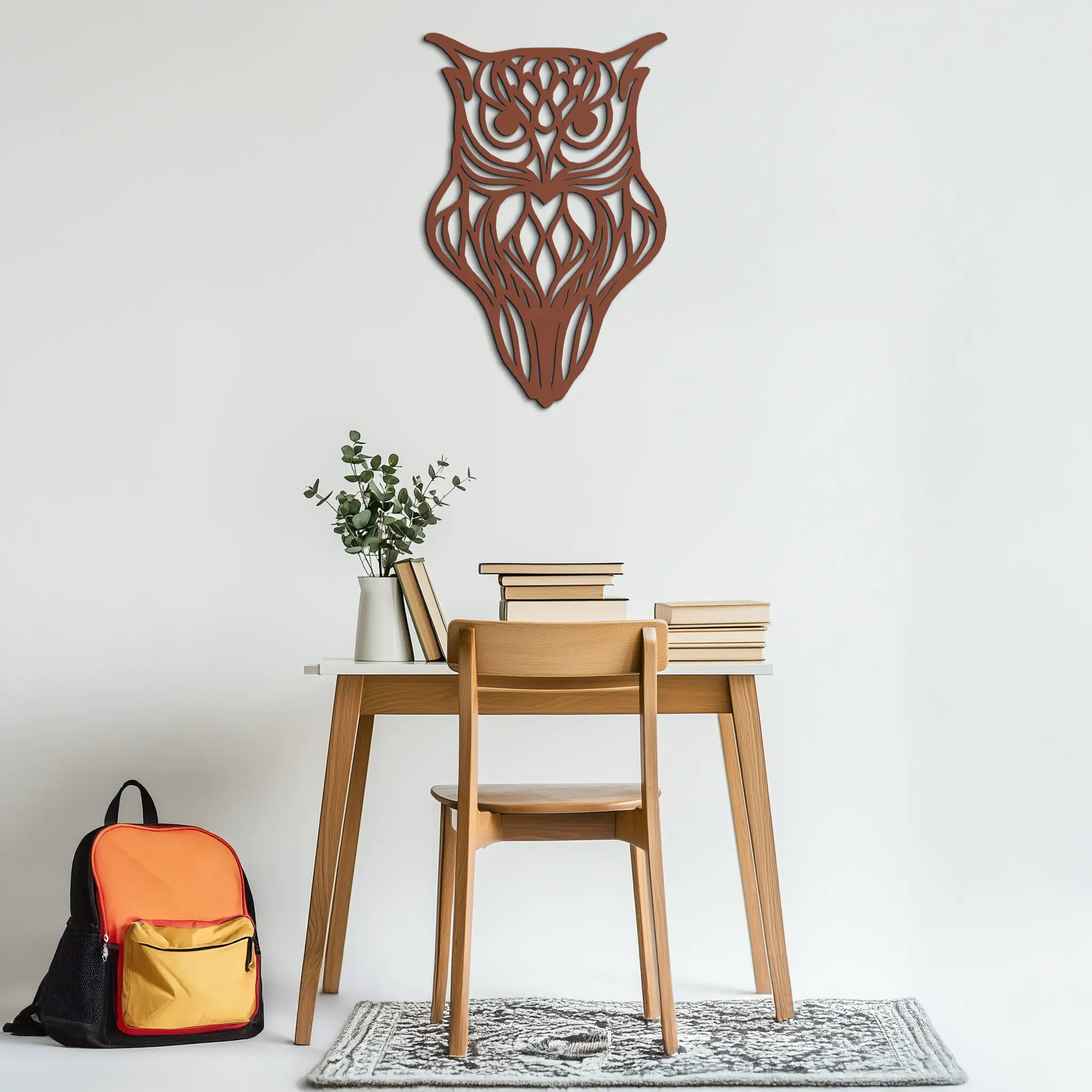 Artistic Owl Silhouette Metal Wall Art – Intricate Black Animal Decor- KAF546