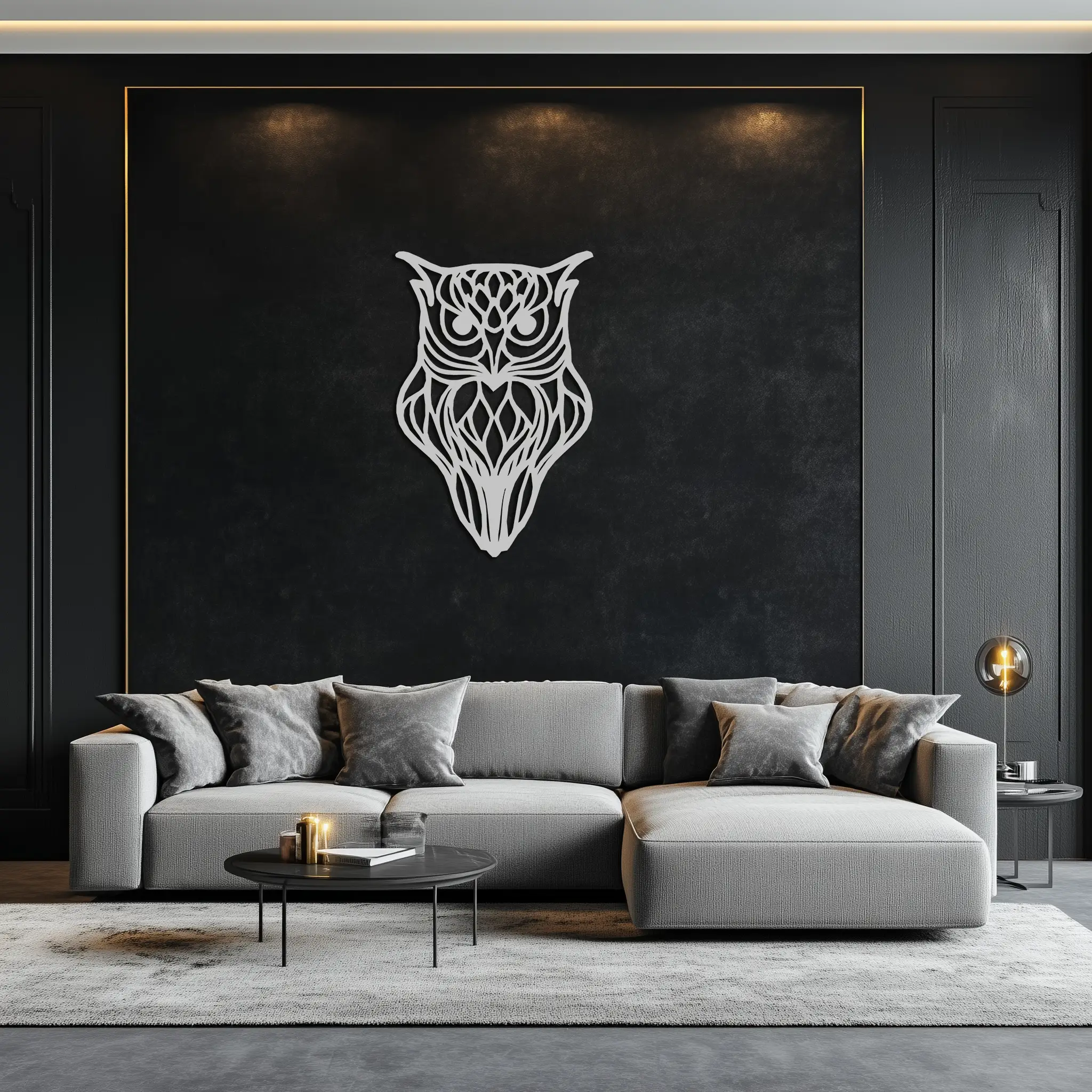 Artistic Owl Silhouette Metal Wall Art – Intricate Black Animal Decor- KAF546