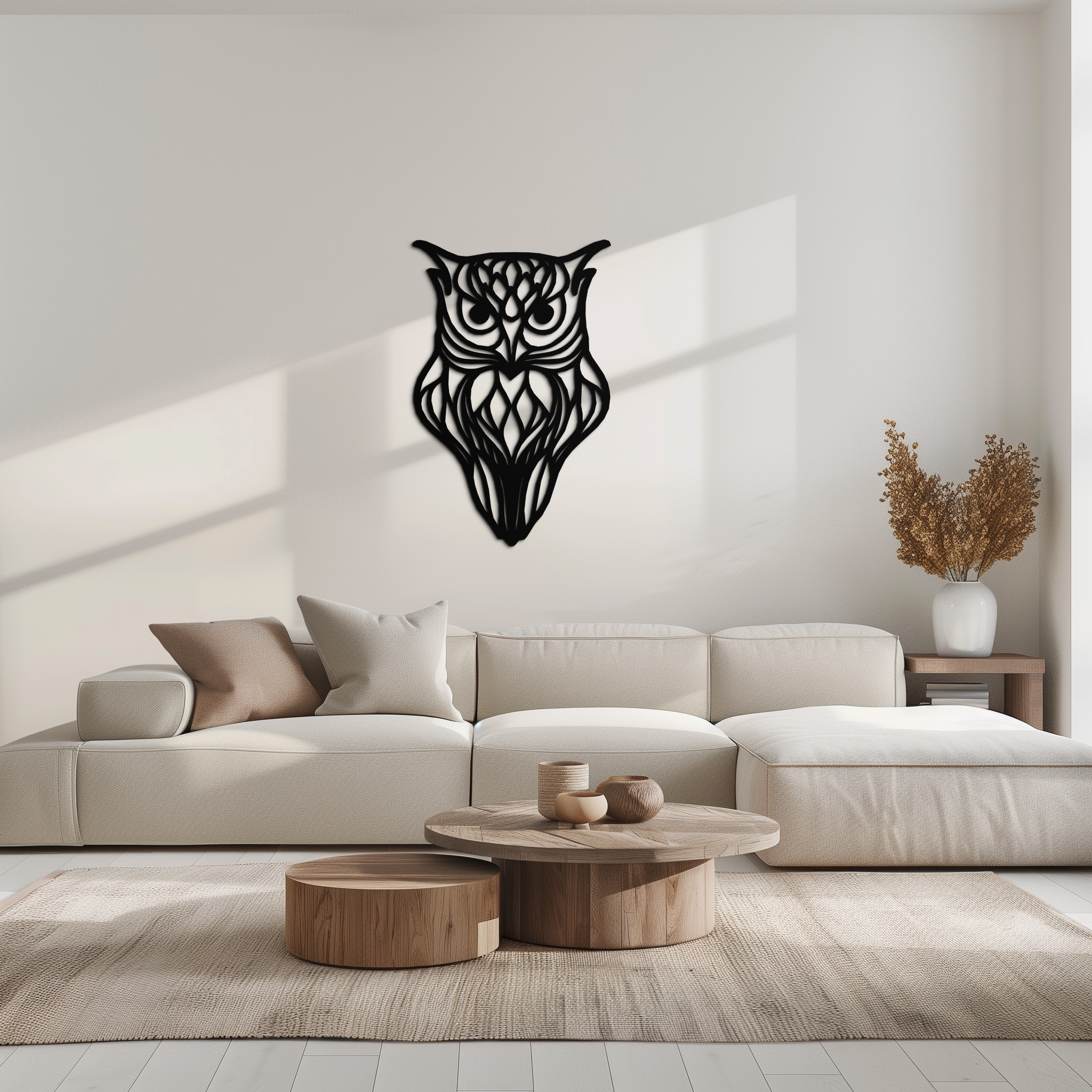 Artistic Owl Silhouette Metal Wall Art – Intricate Black Animal Decor- KAF546