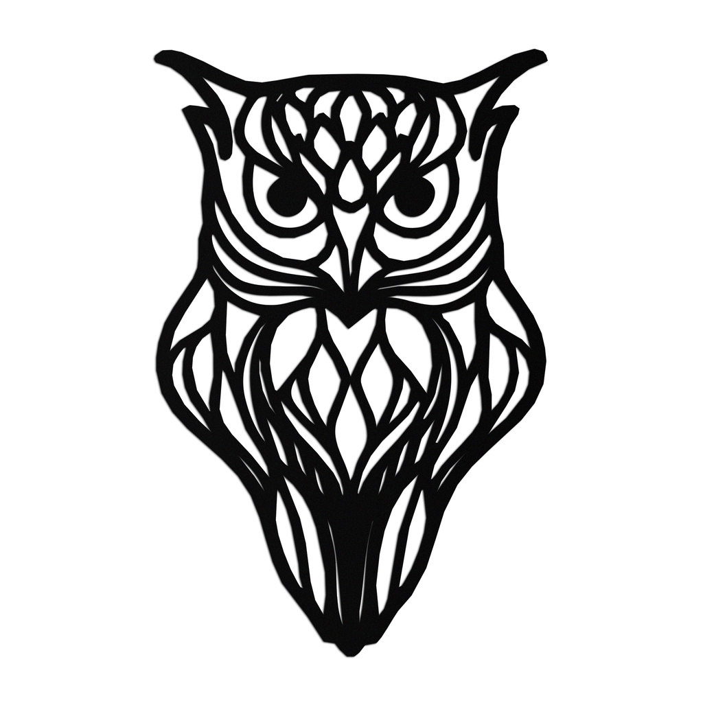 Artistic Owl Silhouette Metal Wall Art – Intricate Black Animal Decor- KAF546