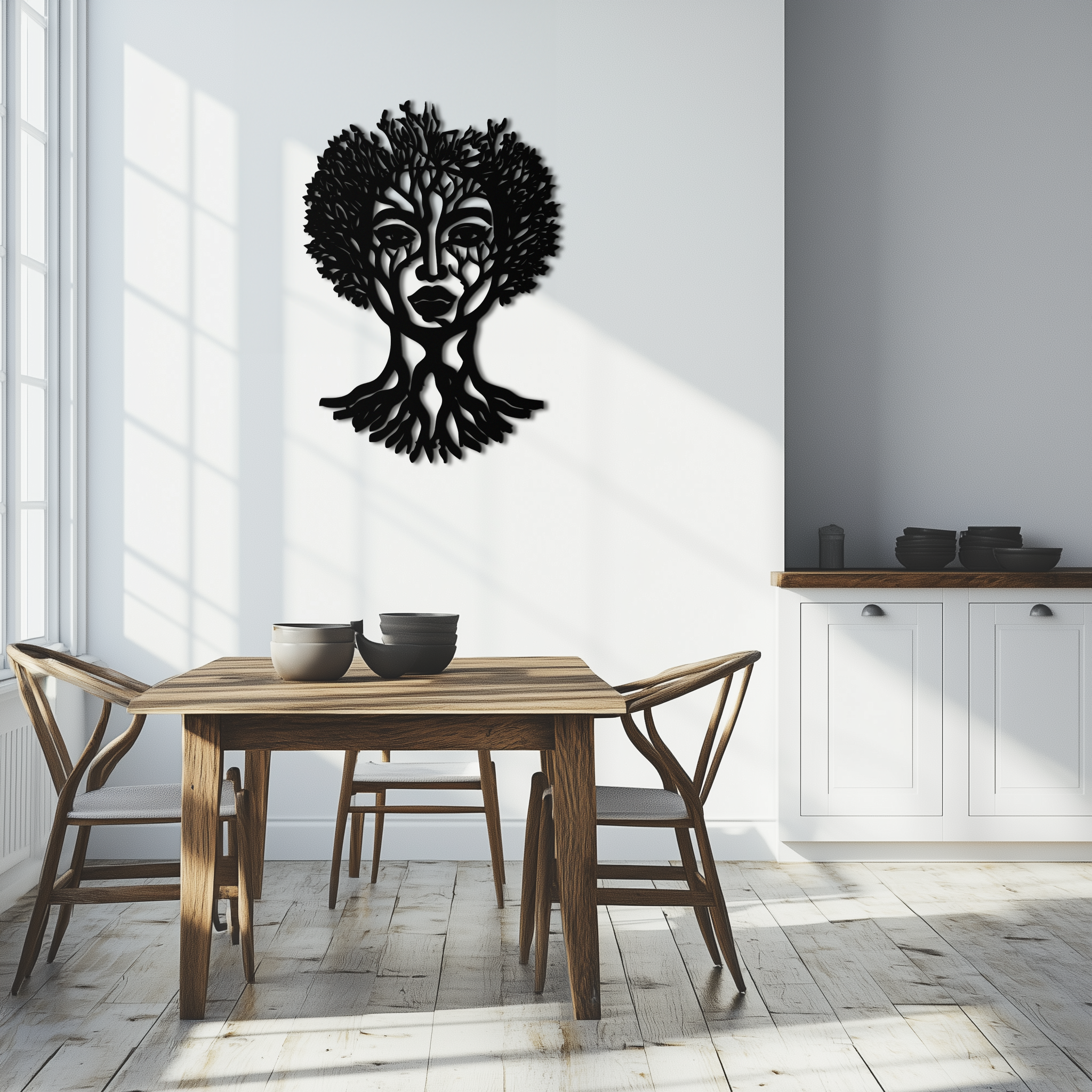 Monstera Leaf Trio Metal Wall Art – Modern Botanical Black Wall Decor- KAF554