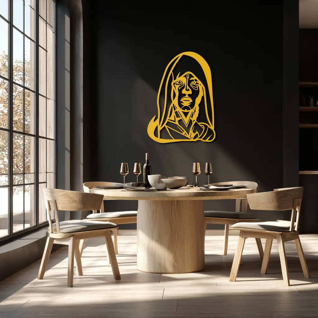 Abstract Tribal Woman Metal Wall Art – Modern Black Silhouette Home Decor- KAF559