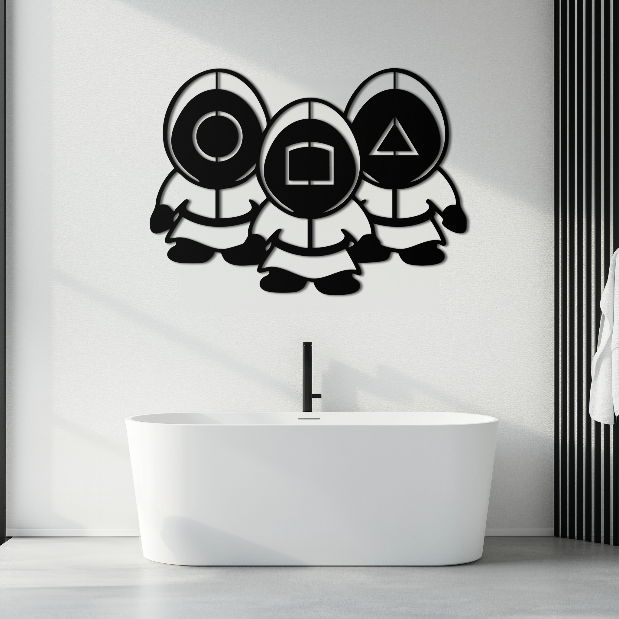 Squid Game Guards Metal Wall Art – Minimalist Black Home Decor- KAF561
