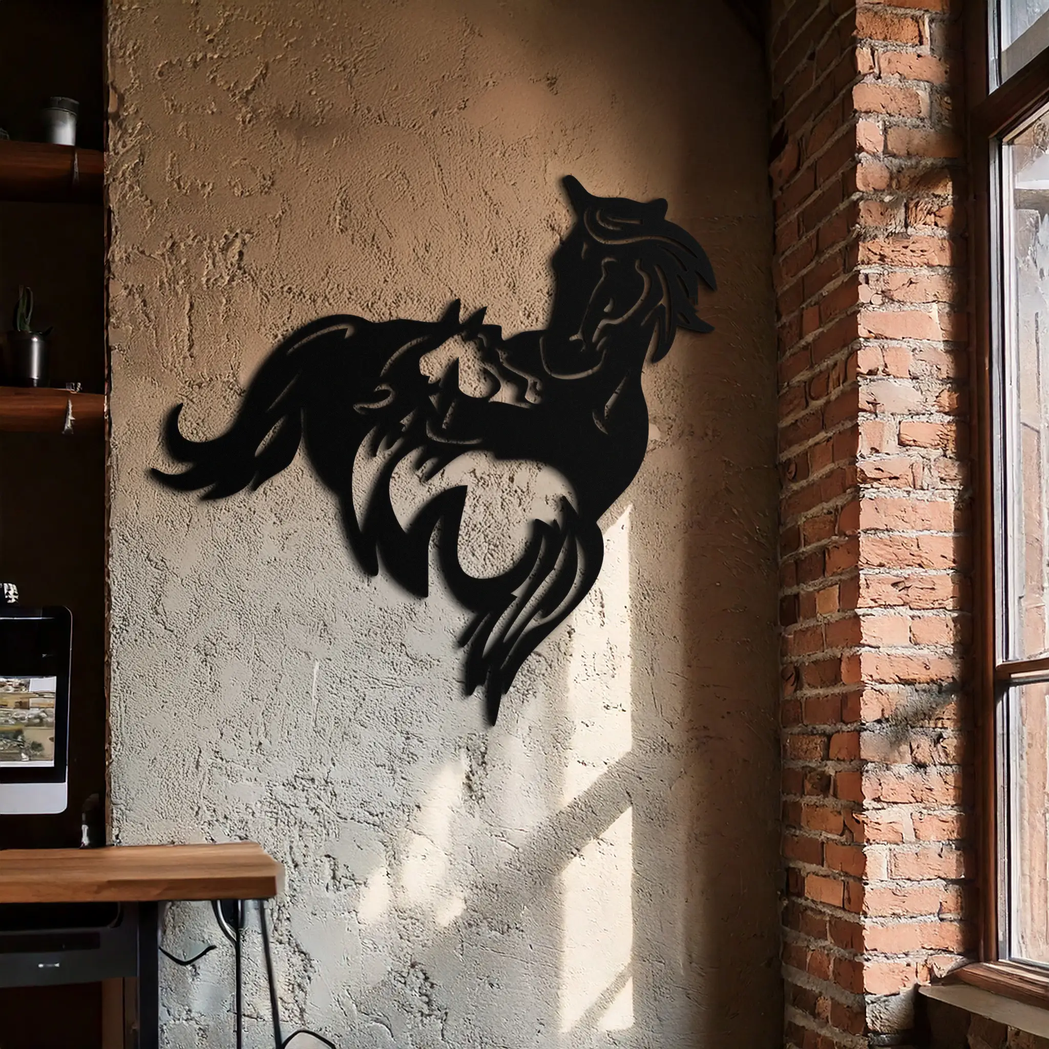 Abstract Wild Horses Metal Wall Art – Dynamic Horse Silhouette Decor- KAF569