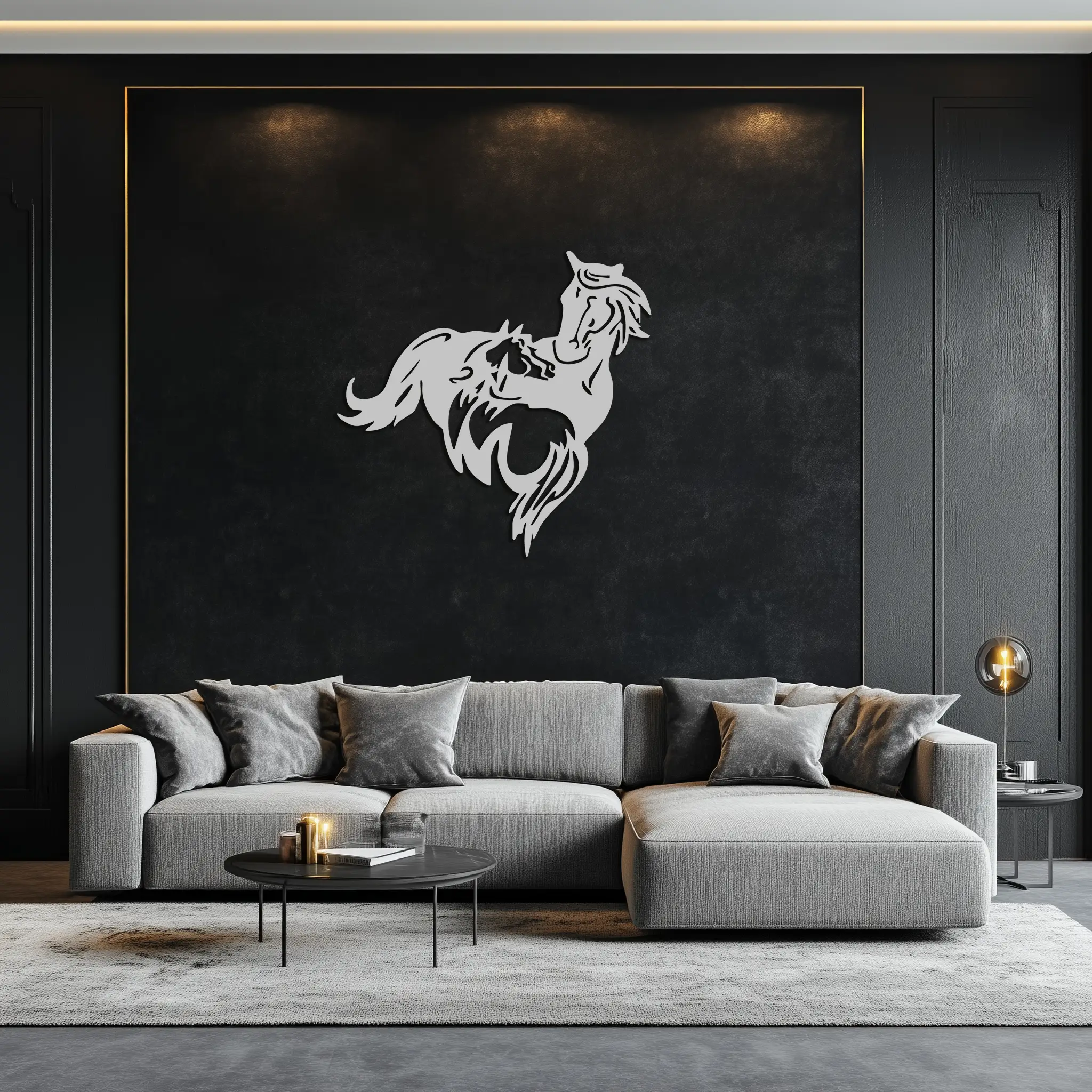 Abstract Wild Horses Metal Wall Art – Dynamic Horse Silhouette Decor- KAF569