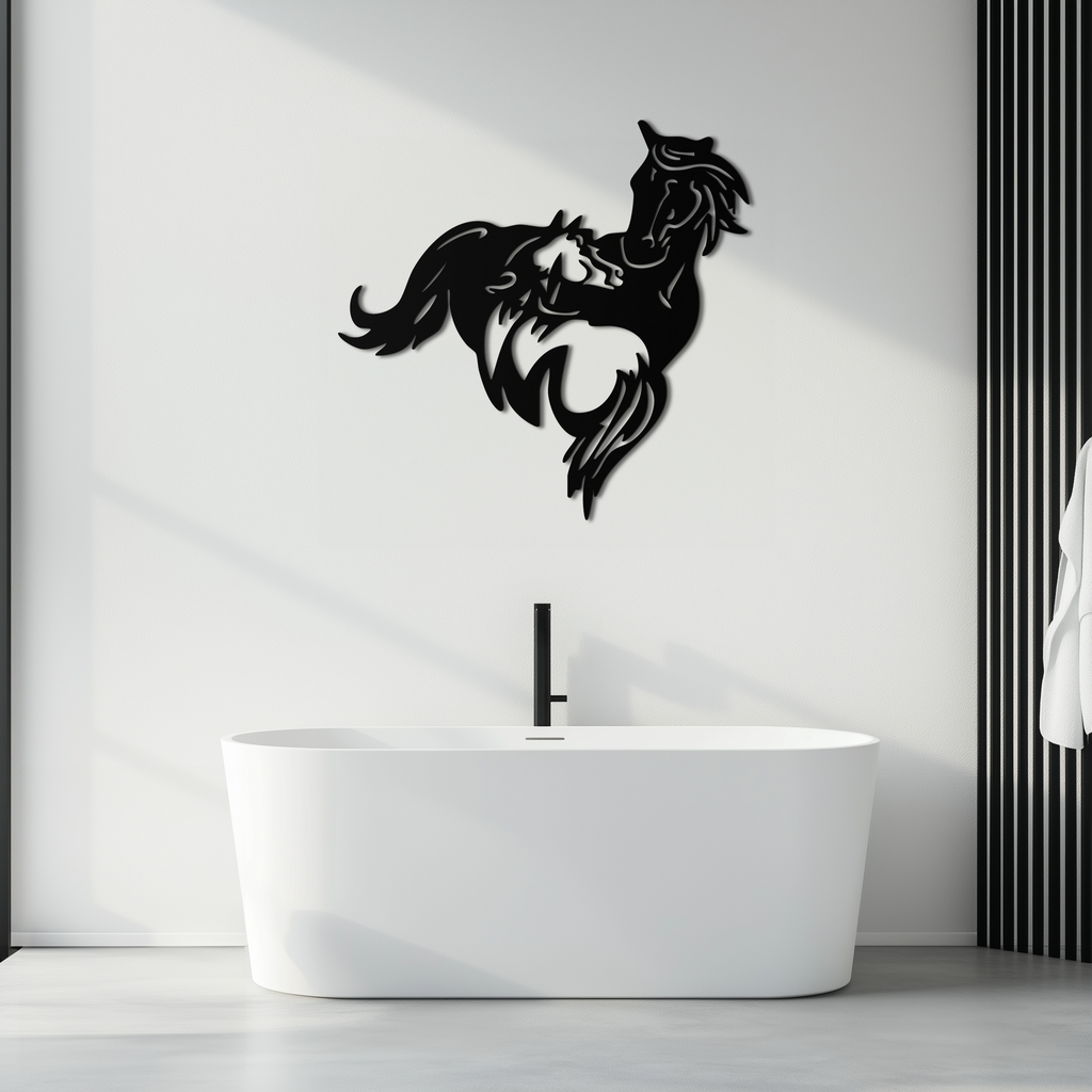 Abstract Wild Horses Metal Wall Art – Dynamic Horse Silhouette Decor- KAF569