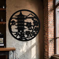 Japanese Pagoda and Sakura Flowers Metal Wall Art – Zen Garden Decor- KAF570