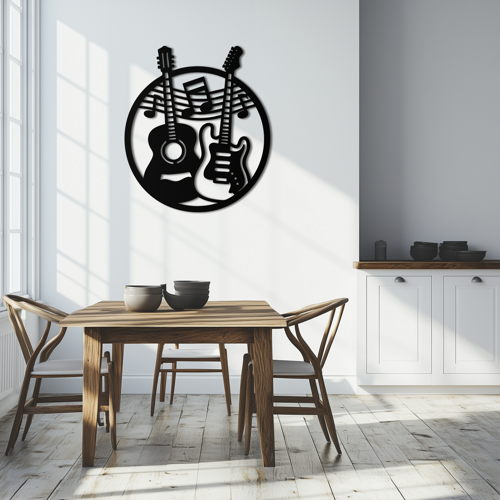 Musical Guitar Notes Metal Wall Art – Modern Musician Decor- KAF571