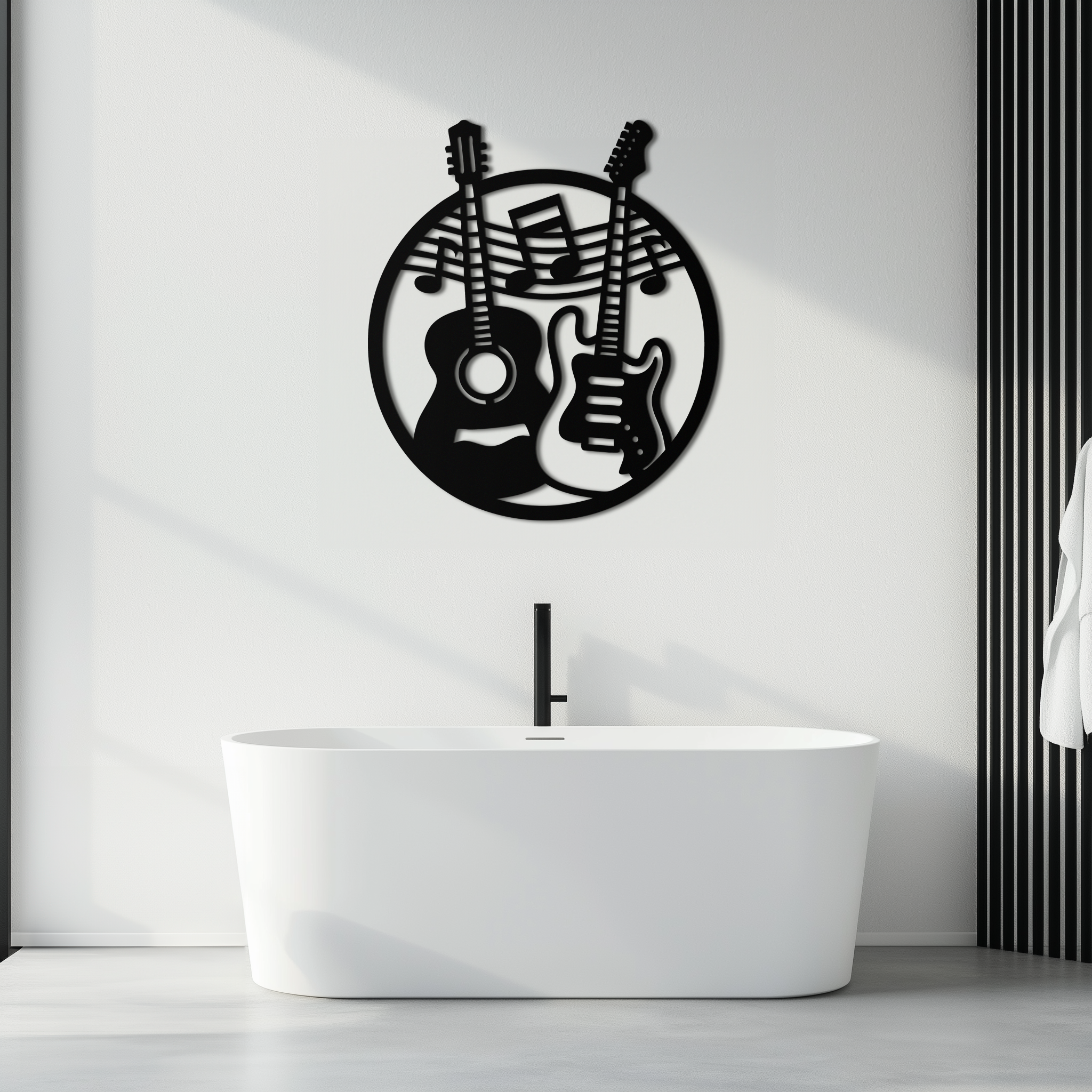Musical Guitar Notes Metal Wall Art – Modern Musician Decor- KAF571