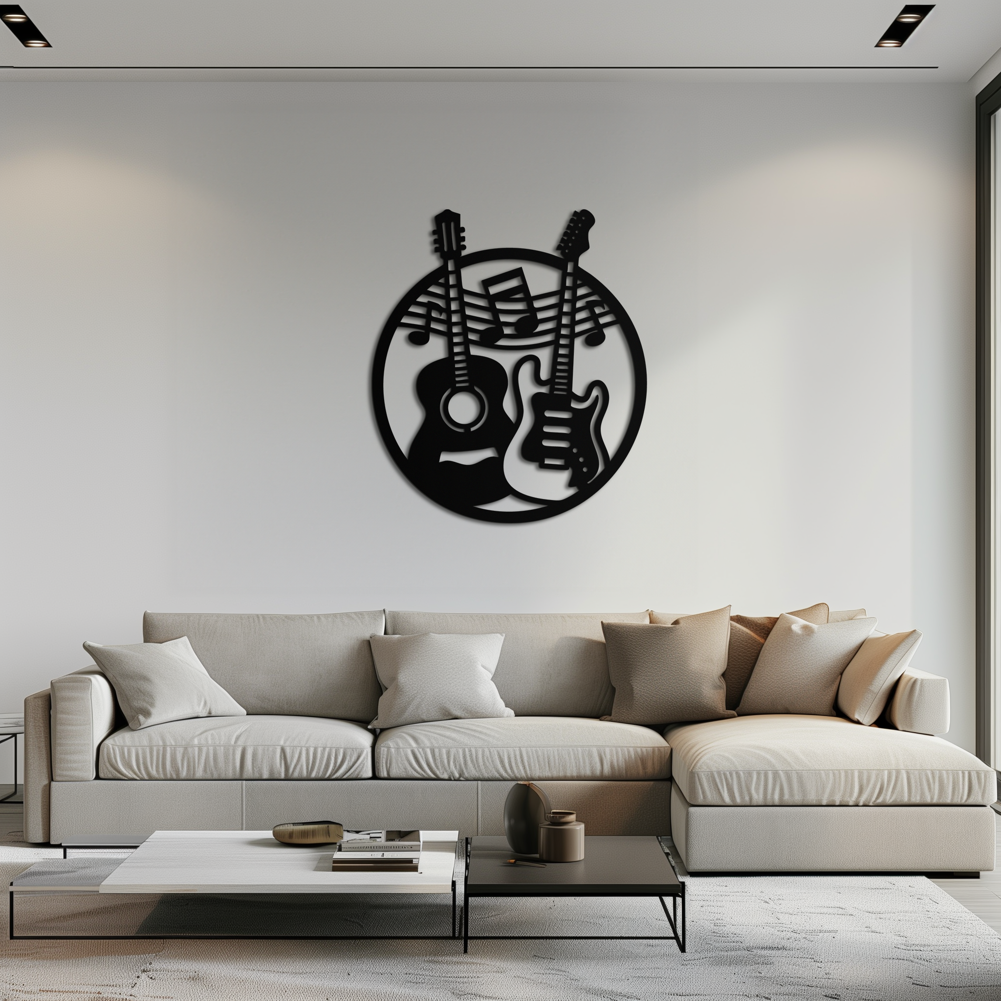 Musical Guitar Notes Metal Wall Art – Modern Musician Decor- KAF571
