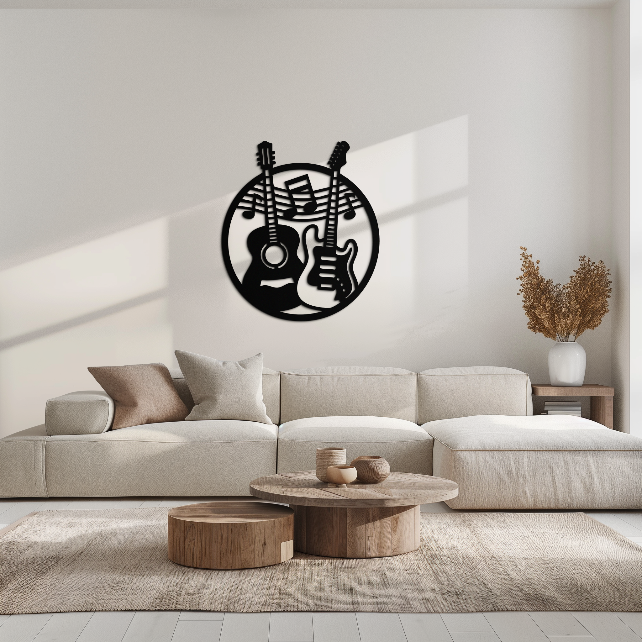 Musical Guitar Notes Metal Wall Art – Modern Musician Decor- KAF571