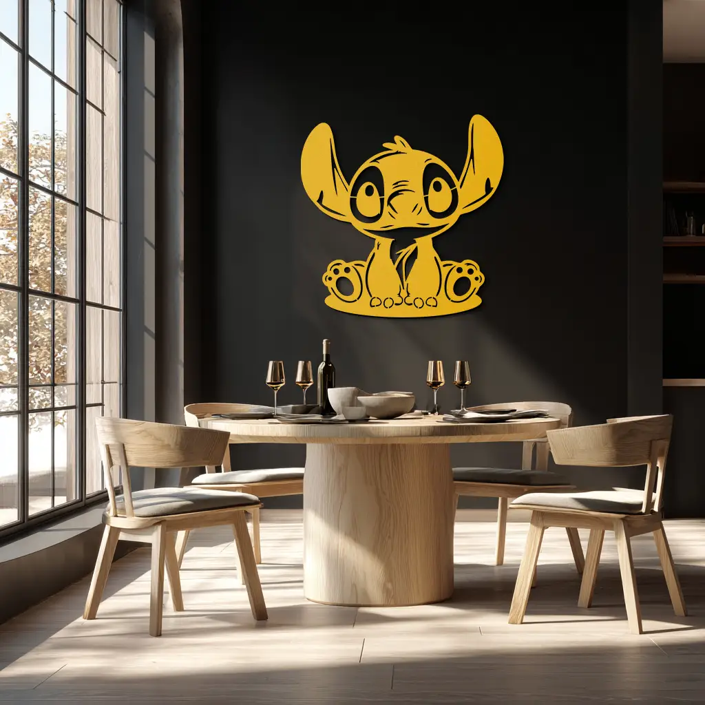 Cute Stitch Character Metal Wall Art - Adorable Cartoon Silhouette Decor- KAF572