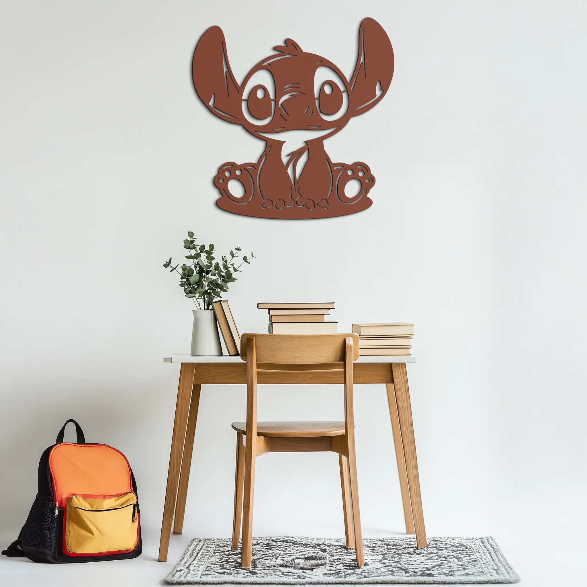 Cute Stitch Character Metal Wall Art - Adorable Cartoon Silhouette Decor- KAF572